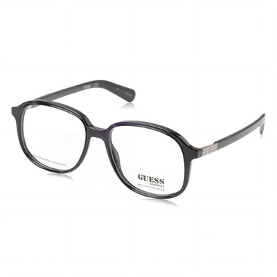 GUESS Casual Unisex Plastic Black Frame Eyeglasses 53mm - Prescription Ready, Transparent Demo Lenses