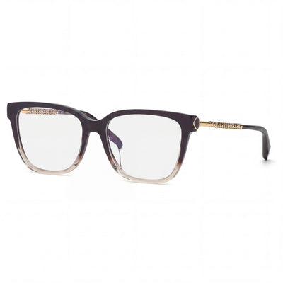 Chopard Casual VCH333W Women's Full Rim Square Violet Gold-Logo Acetate Metal Eyewear 55mm