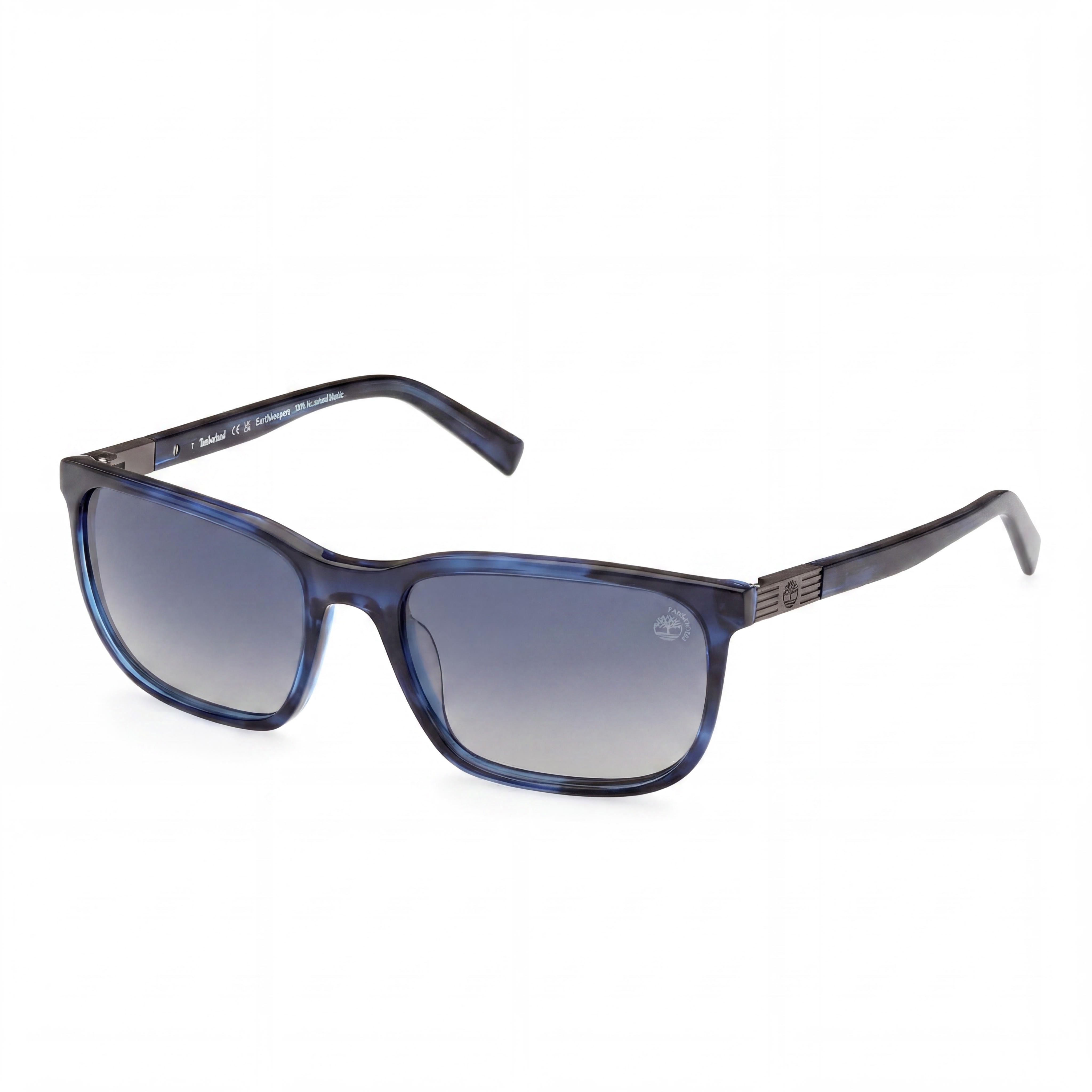 Timberland Modern para hombre, marco rectangular de plástico azul brillante con lentes polarizadas de plástico ahumado de 56 mm, Photo 1