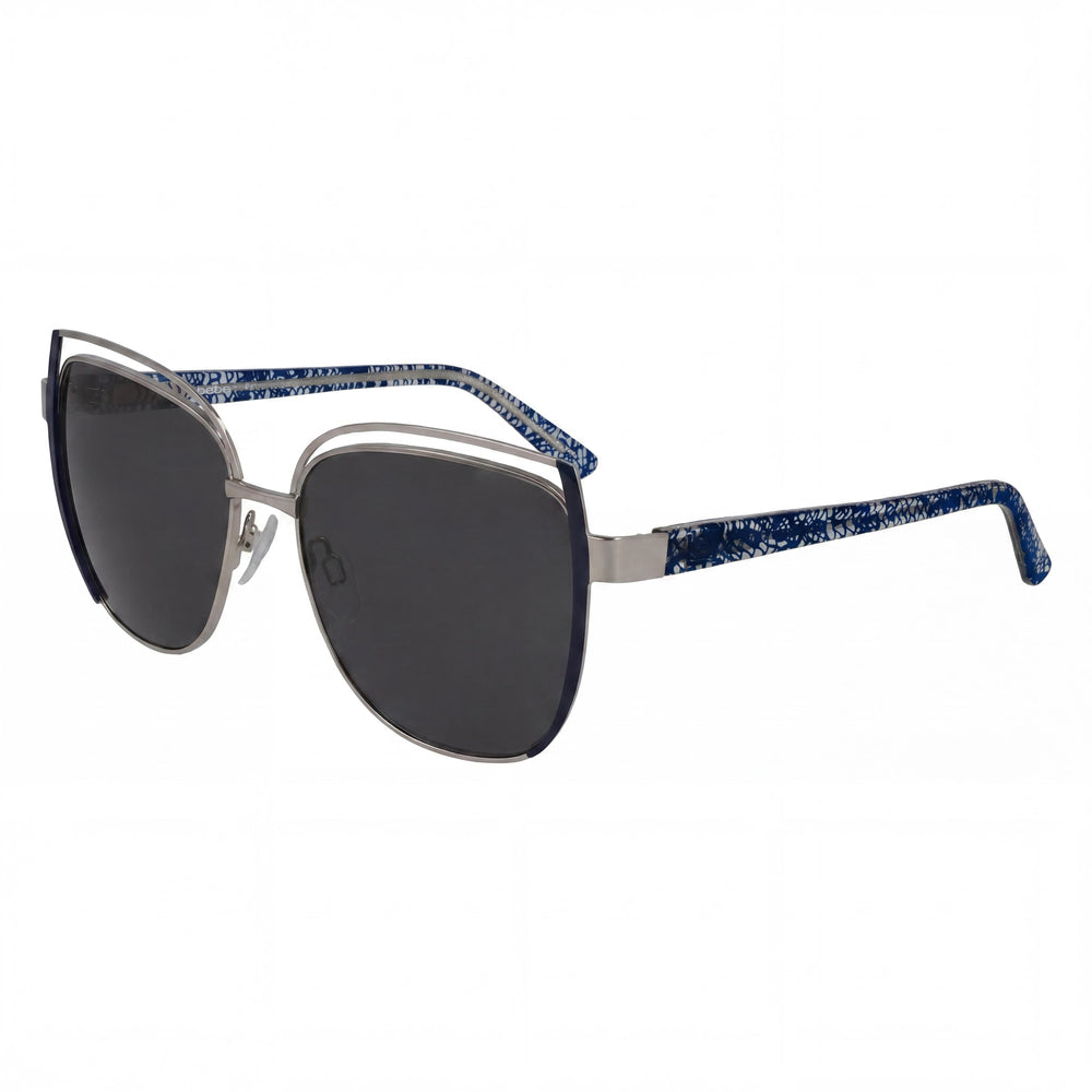 BEBE Classic Women's Silver Acetate Frame, Multicolor Polycarbonate Lens with 100% UV Protection 57mm