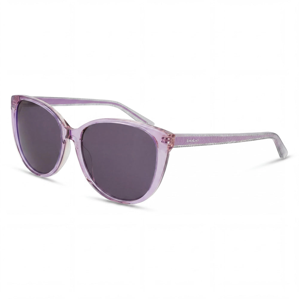 BEBE Classic Women's Crystal Lilac Acetate Frame Eyewear, 57mm Lens, 16mm Bridge, 140mm Temple, UV Protection