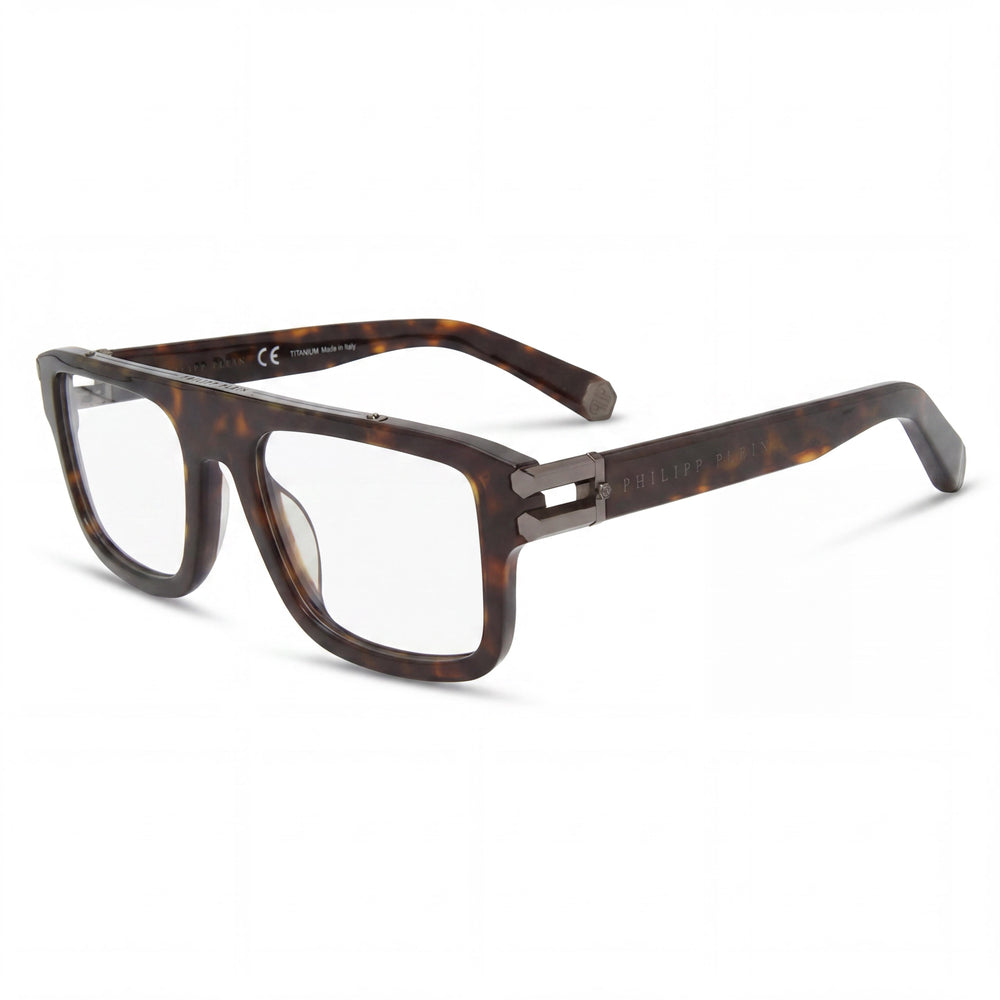 Philipp Plein Browline VPP021M Unisex Plastic Eyeglasses Bright Dark Havana 53mm