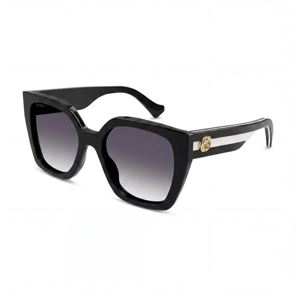 Gafas de Sol Cuadradas de Acetato Reciclado con Protección UV para Mujer Gucci GG1300S 004 Negro Gris Sombreado 55mm