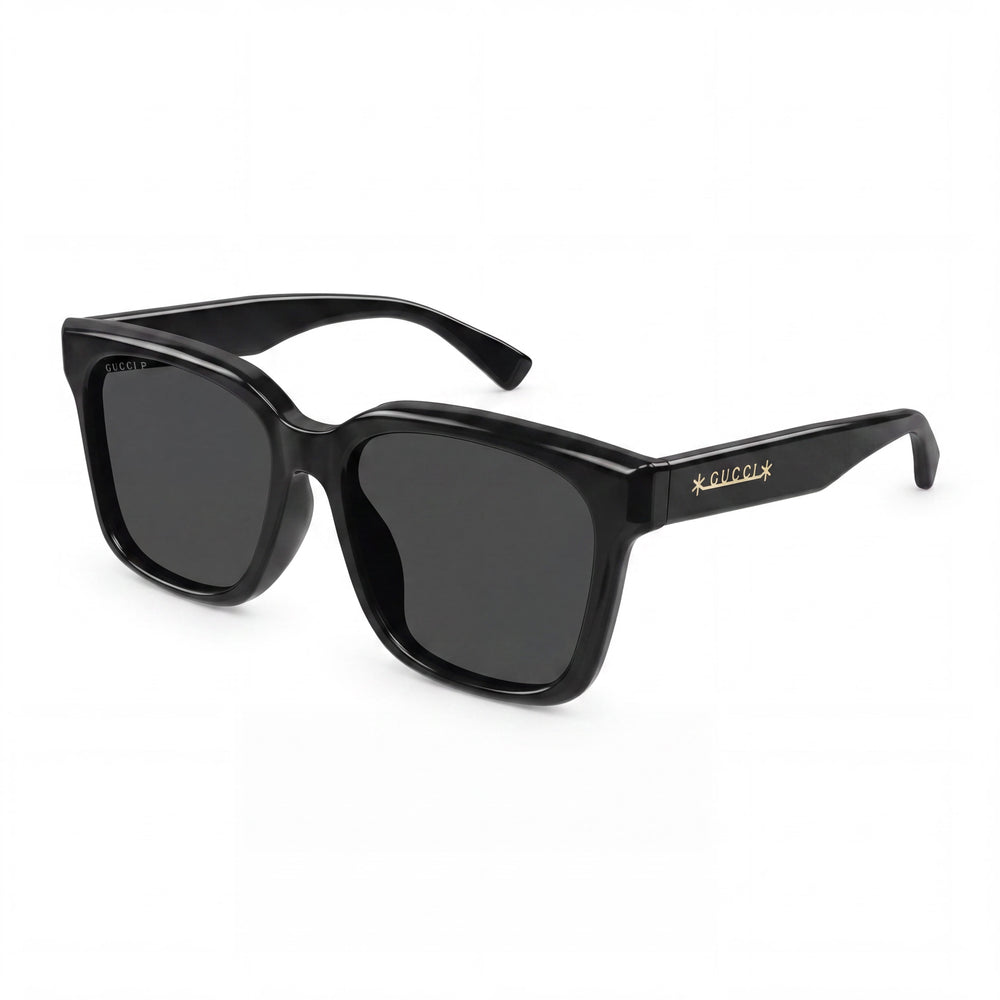 Gafas de sol Gucci: Estilo informal para hombre, acetato negro-gris, protección UV, 56 mm de ancho de lente