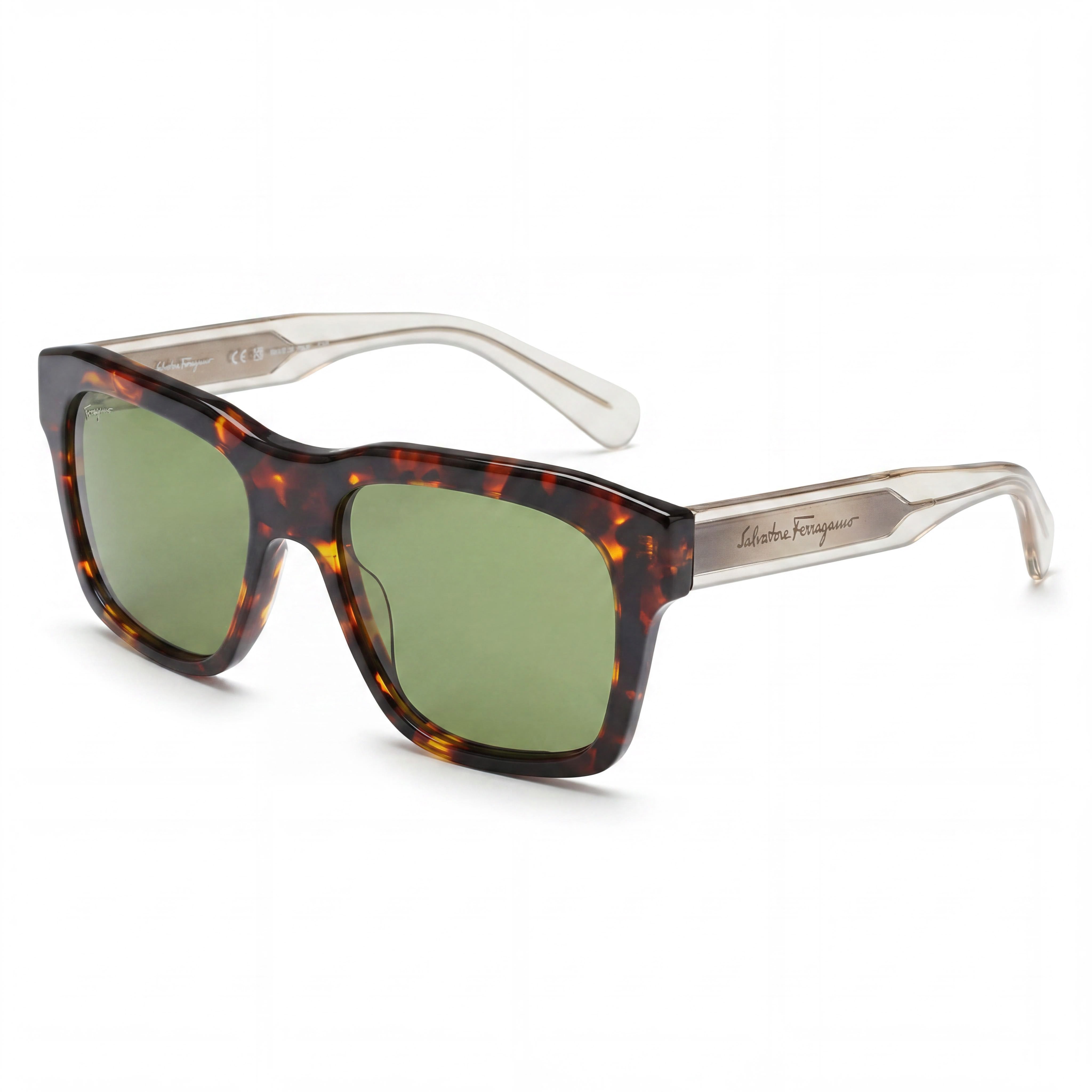 SALVATORE FERRAGAMO SF1087S Gafas de sol cuadradas para hombre de acetato tortuga oscuro con protección UV no polarizadas de 56 mm, Photo 1
