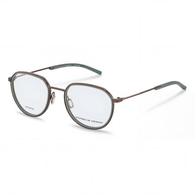 Porsche Modern Men's Optical Frames with Brown Green Color Scheme and Plastic Demo Lenses, 53mm