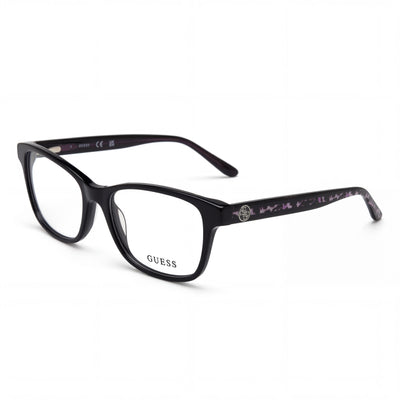 GUESS Women's Classic Plastic Frame Eyeglasses in Shiny Black Animal, 51-16-140mm