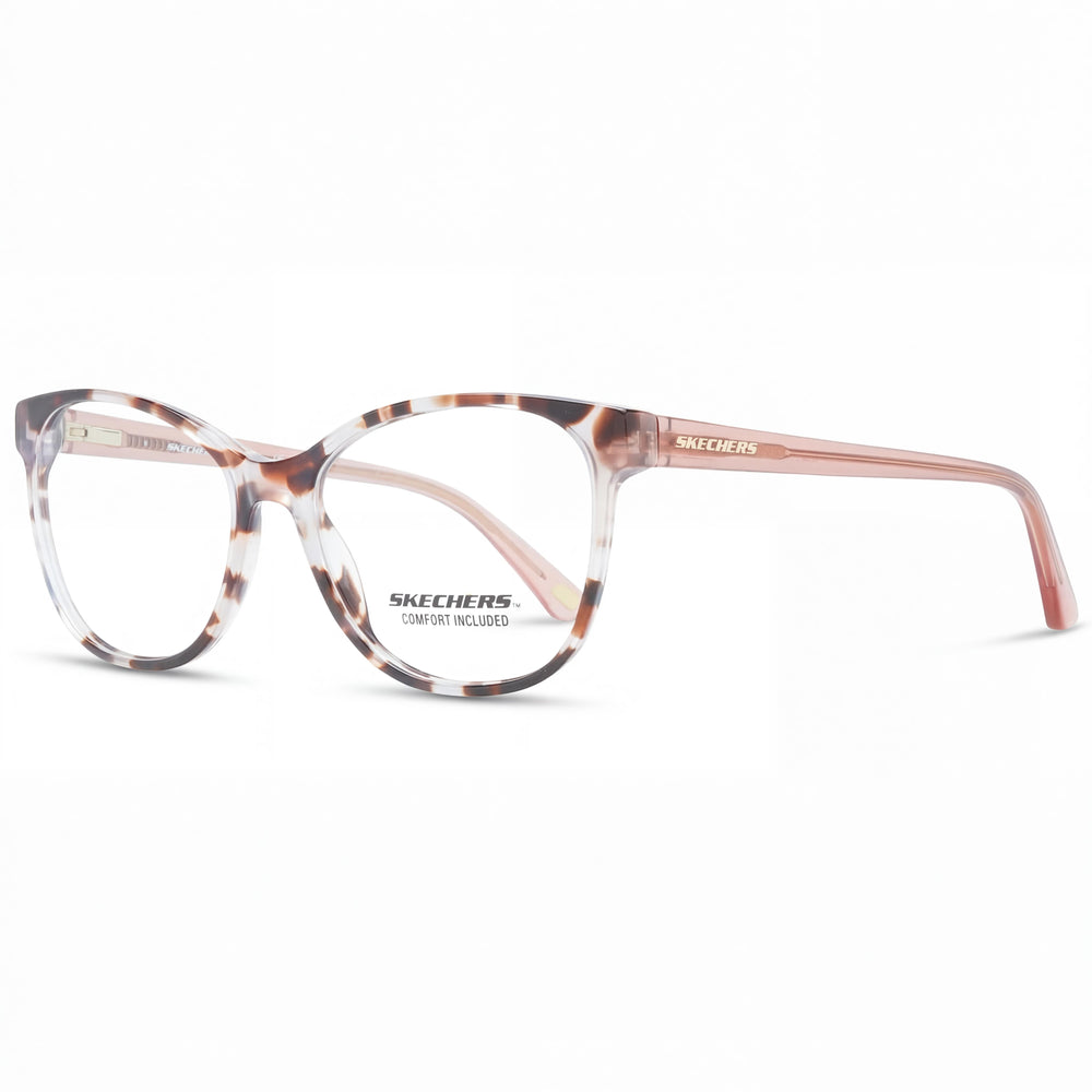 Gafas modernas Skechers para hombre con montura de plástico roja Habana y lentes de plástico transparentes, talla 52-16-140
