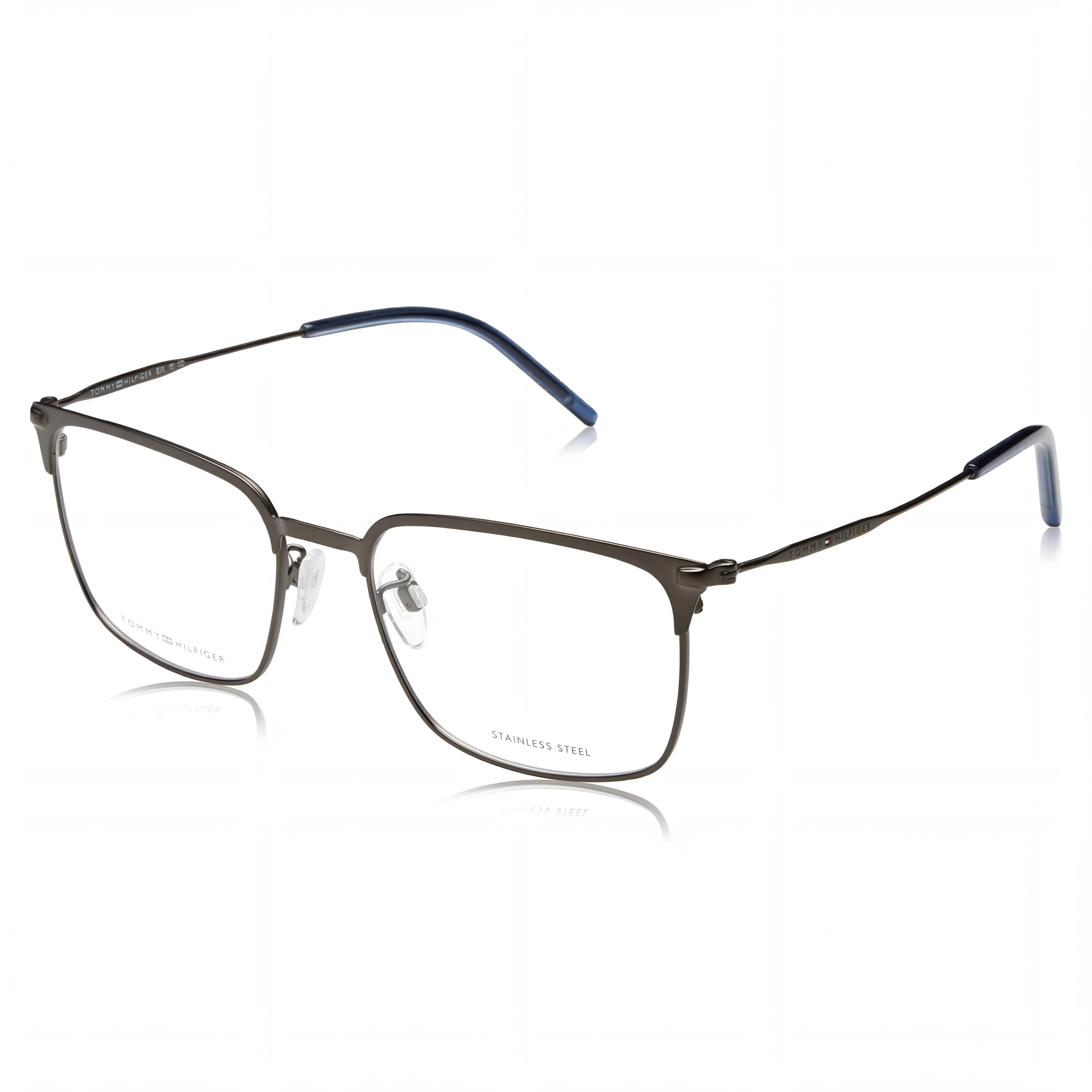 Gafas de sol Tommy Hilfiger modernas unisex de acero inoxidable con montura rutenio mate, lentes negras no polarizadas de 54 mm, Photo 1