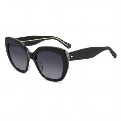 kate spade new york Winslet/G/S Unisex Black Dark Grey Shaded Plastic Non-Polarized UV Protected Sunglasses 55-19-140mm