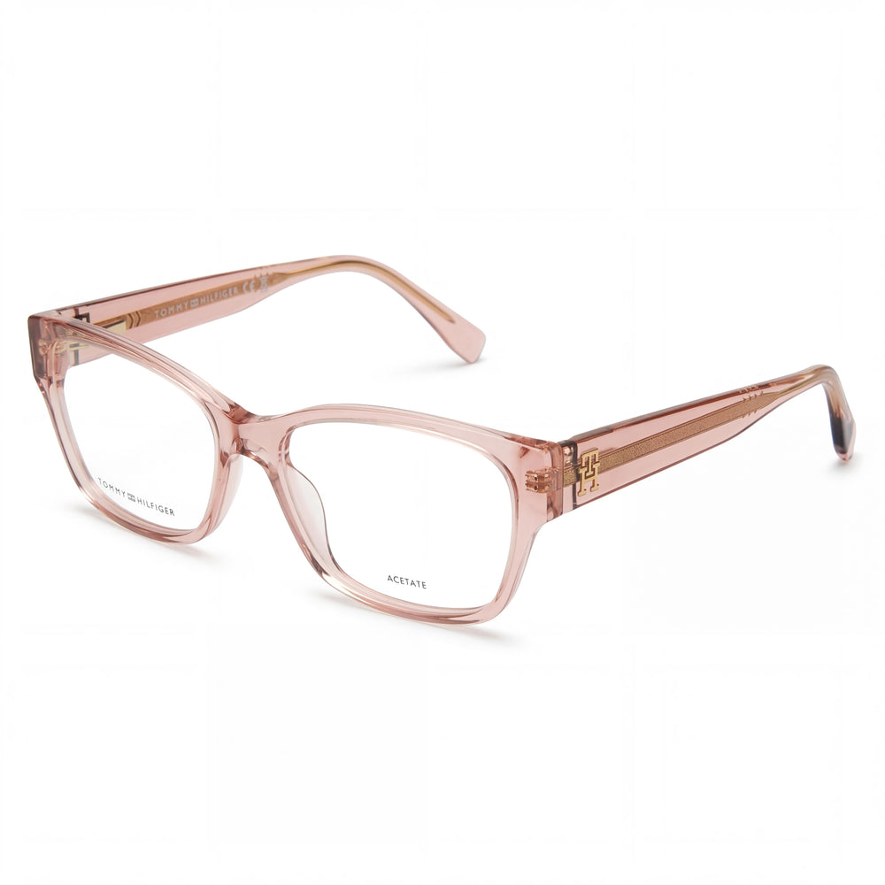 Tommy Hilfiger Th 2055 Gafas Casuales para Mujer, Montura de Acetato Rosa, Lentes Transparentes de Policarbonato, 54mm