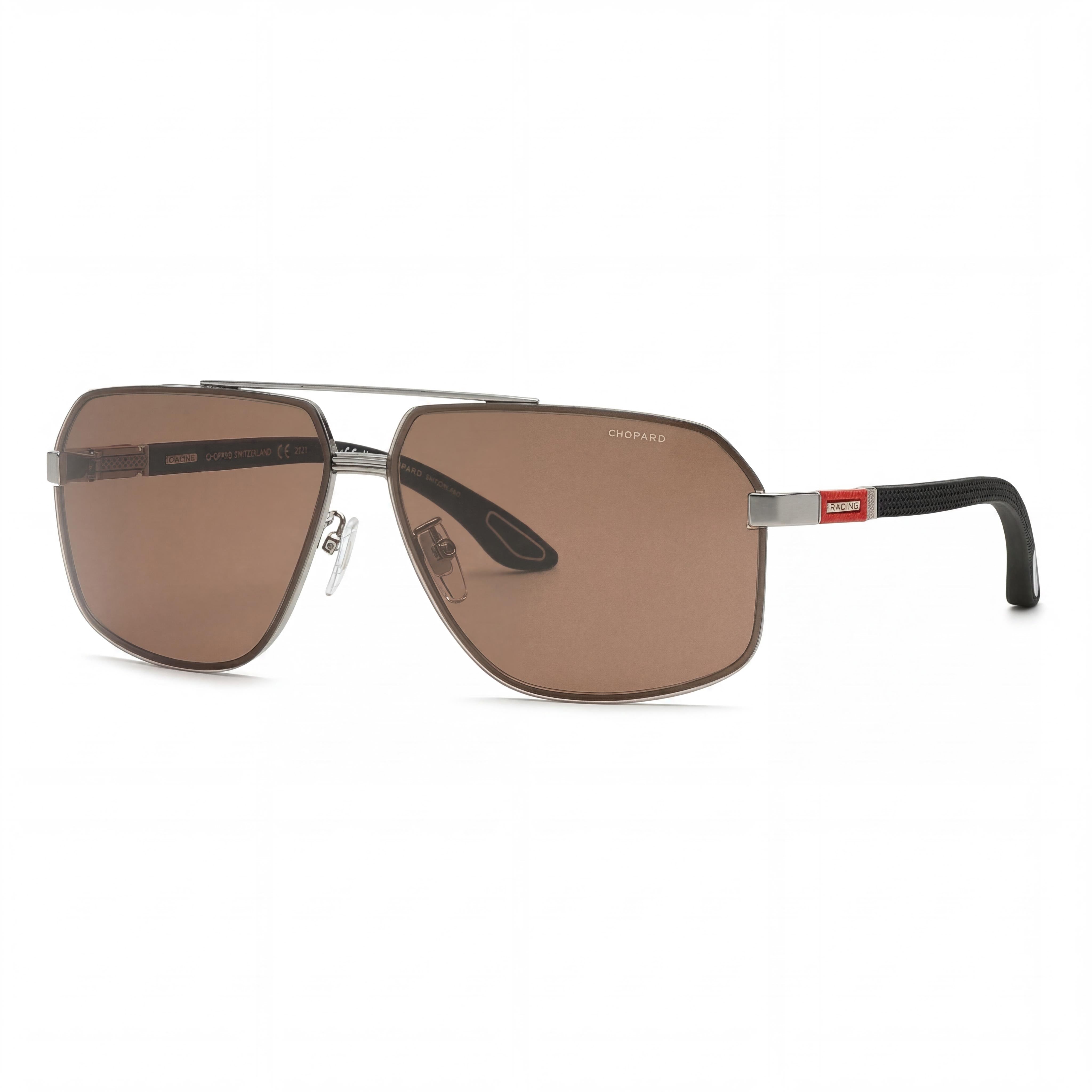 Chopard Schg89 Men's Metal Frame Total Shiny Ruthenium Sunglasses with Nylon Bio Based Lenses 66mm, Photo 1
