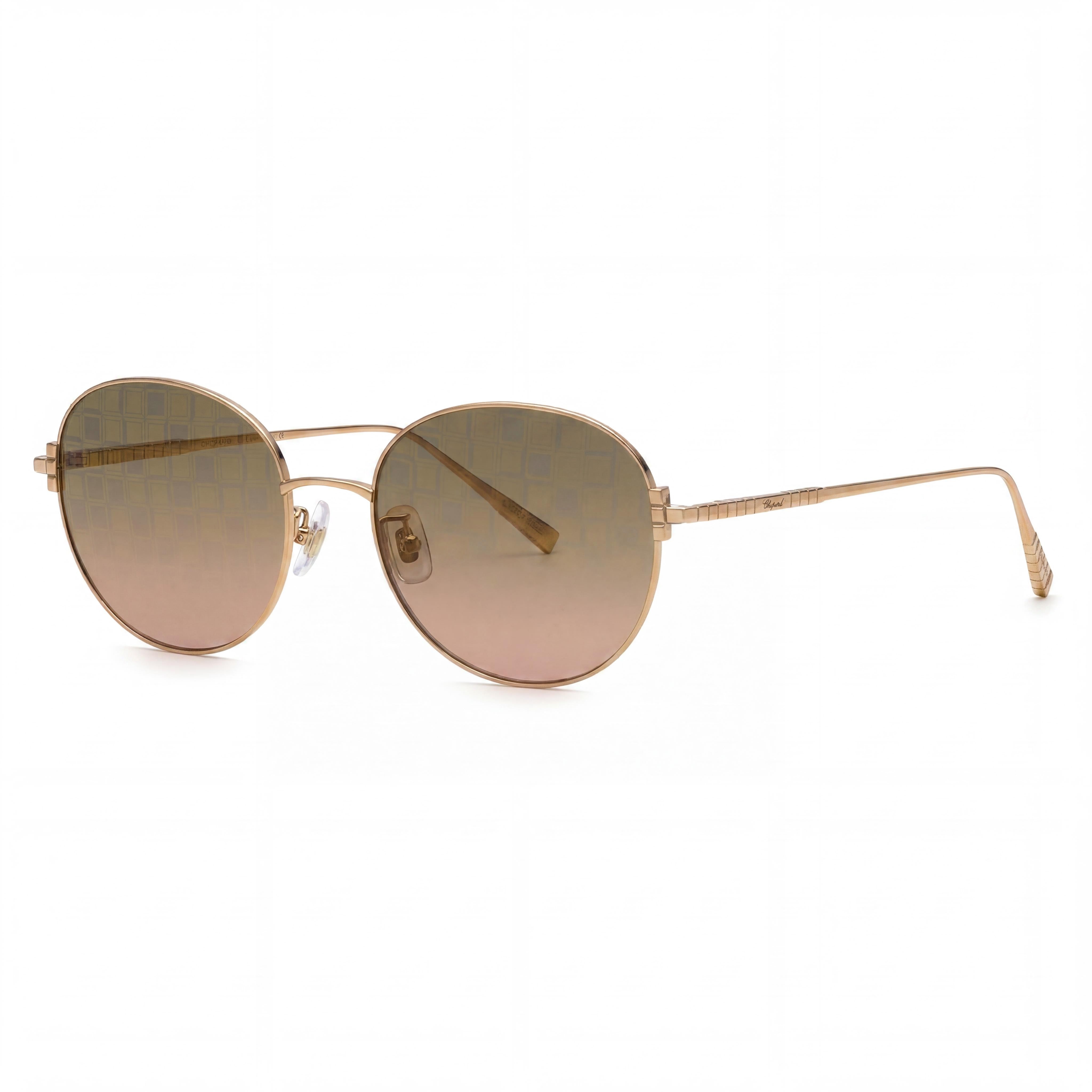 Gafas de Sol Chopard Schl03m de Titanio para Mujer, Cobre Brillante Oro, Cristales Verdes Degradados con Espejo Rosa Oro 57-19-135, Photo 1