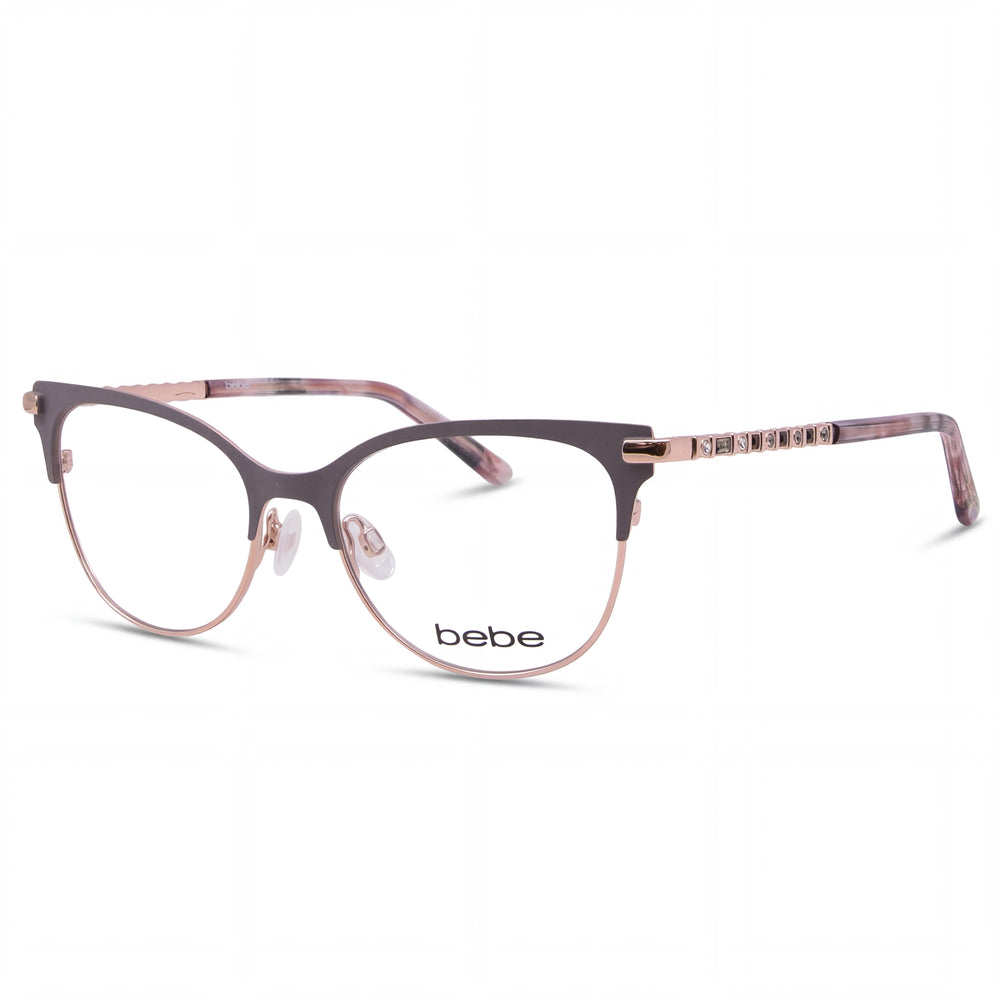 bebe Bb5224 Women's Full Rim Cat Eye Eyeglasses Frame with Pink Metal, Lens Width 52mm