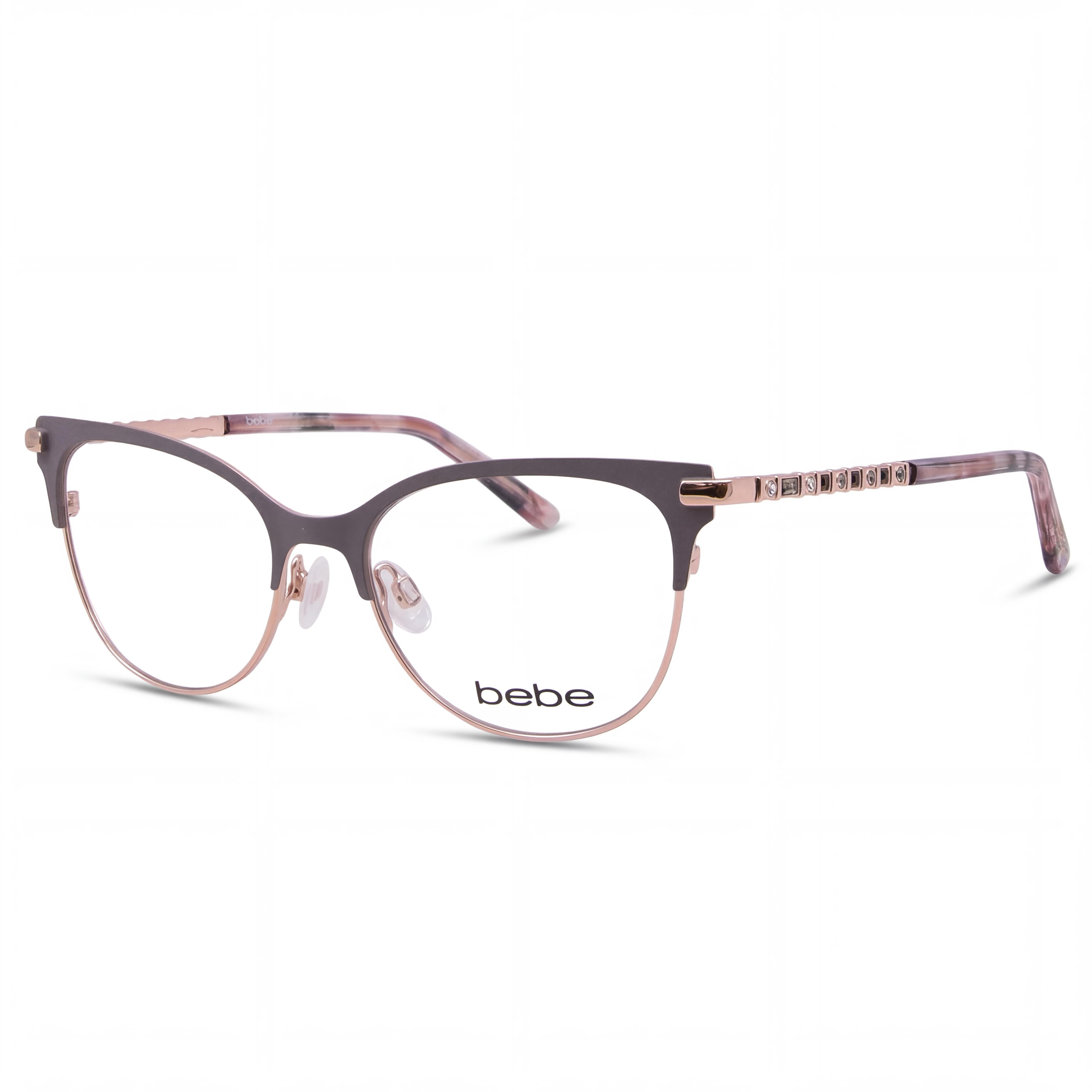 bebe Bb5224 Gafas de mujer con montura completa Cat Eye de metal rosa, ancho de lente 52 mm, Photo 1