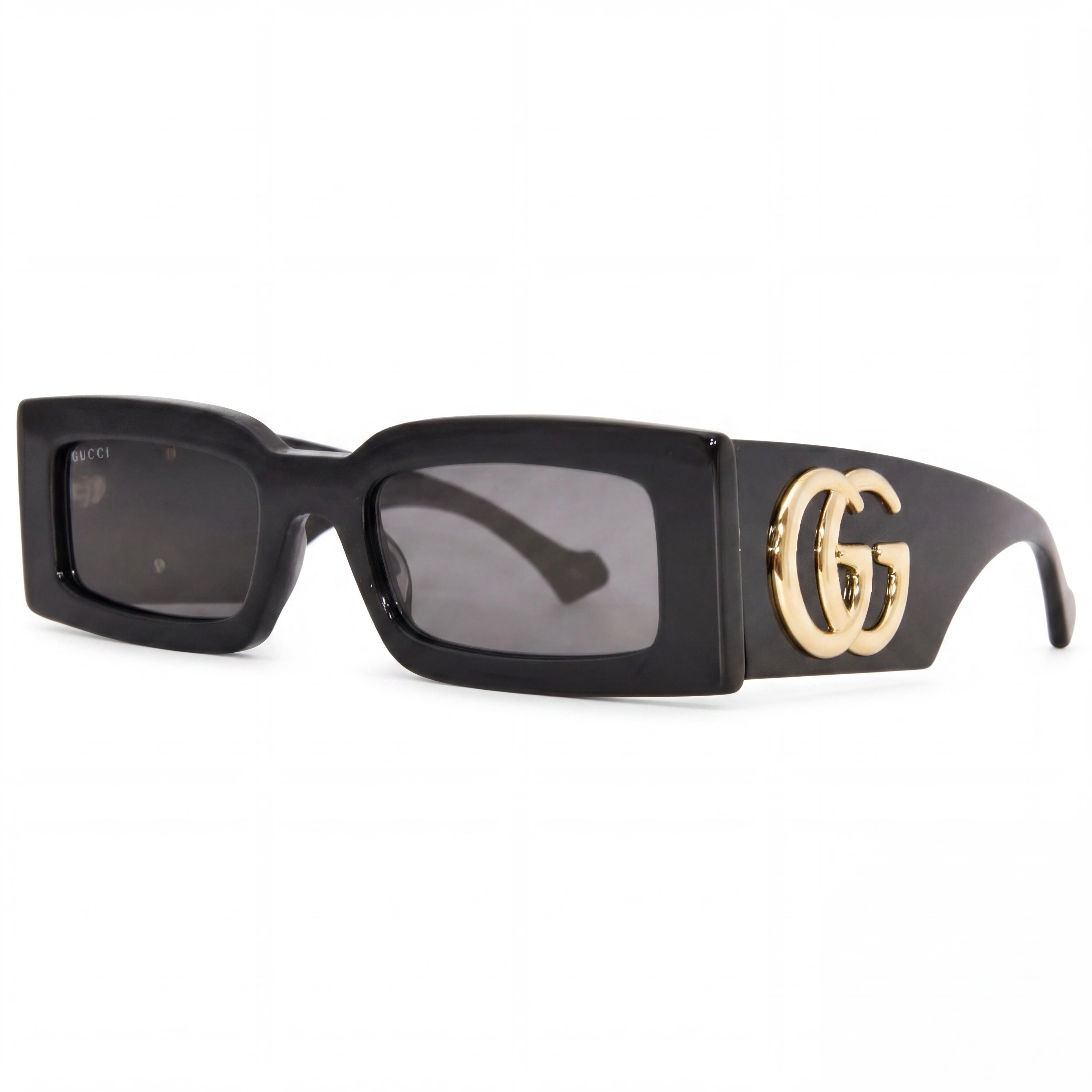 Gucci Women's Gg1425s-001 Black Recycled Acetate Rectangular Frame Grey Gradient 100% UV Sunglasses 53mm, Photo 1