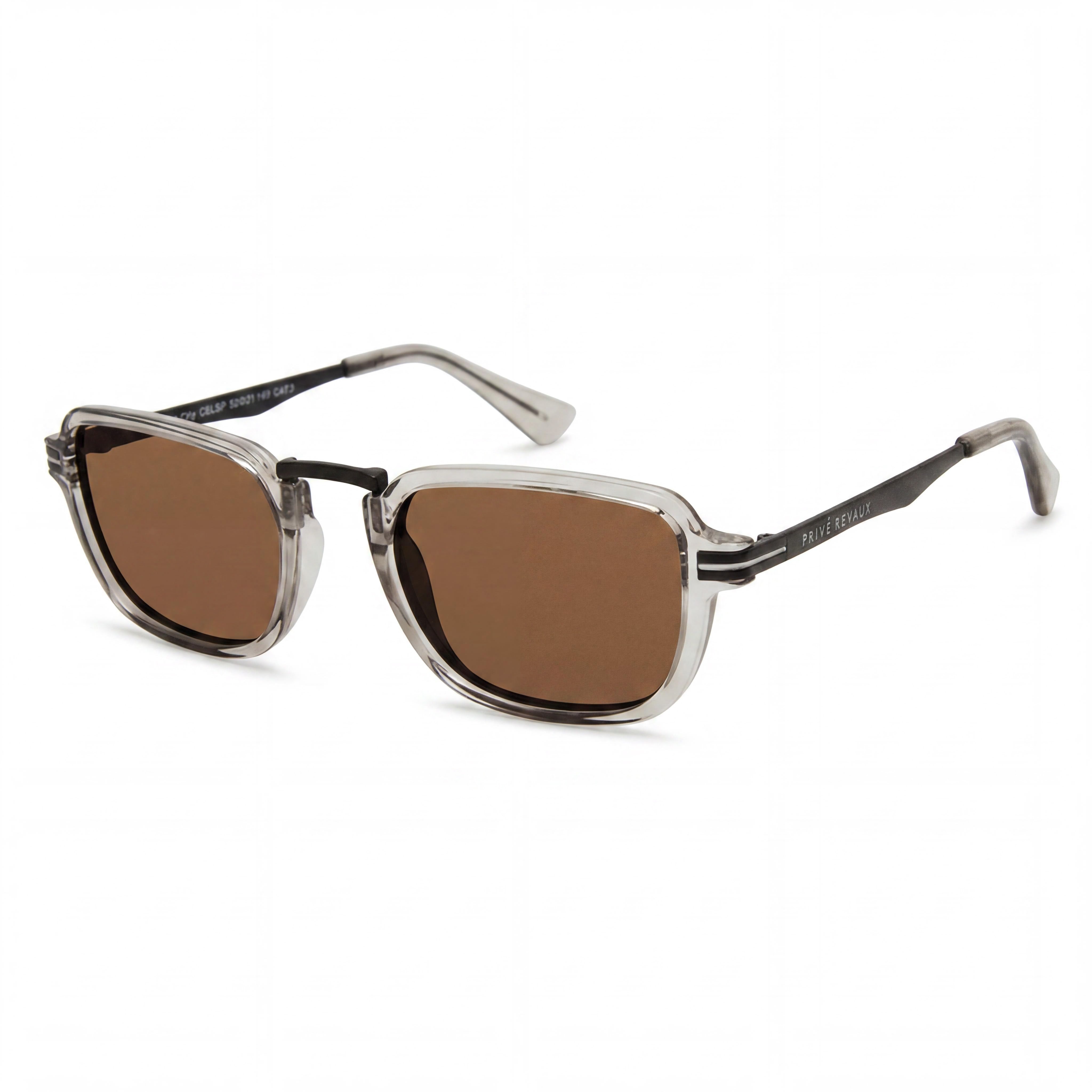 PRIVÉ REVAUX No Concept Men's Grey Crystal Gold Polycarbonate UV Protection Sunglasses 52mm, Photo 1