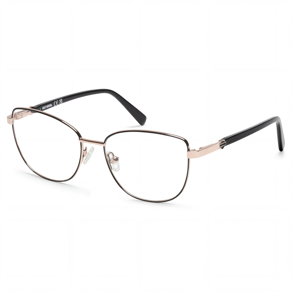 Harley-Davidson Hd0575 Unisexo Montura de metal negro brillante Gafas transparentes con lentes de 53mm