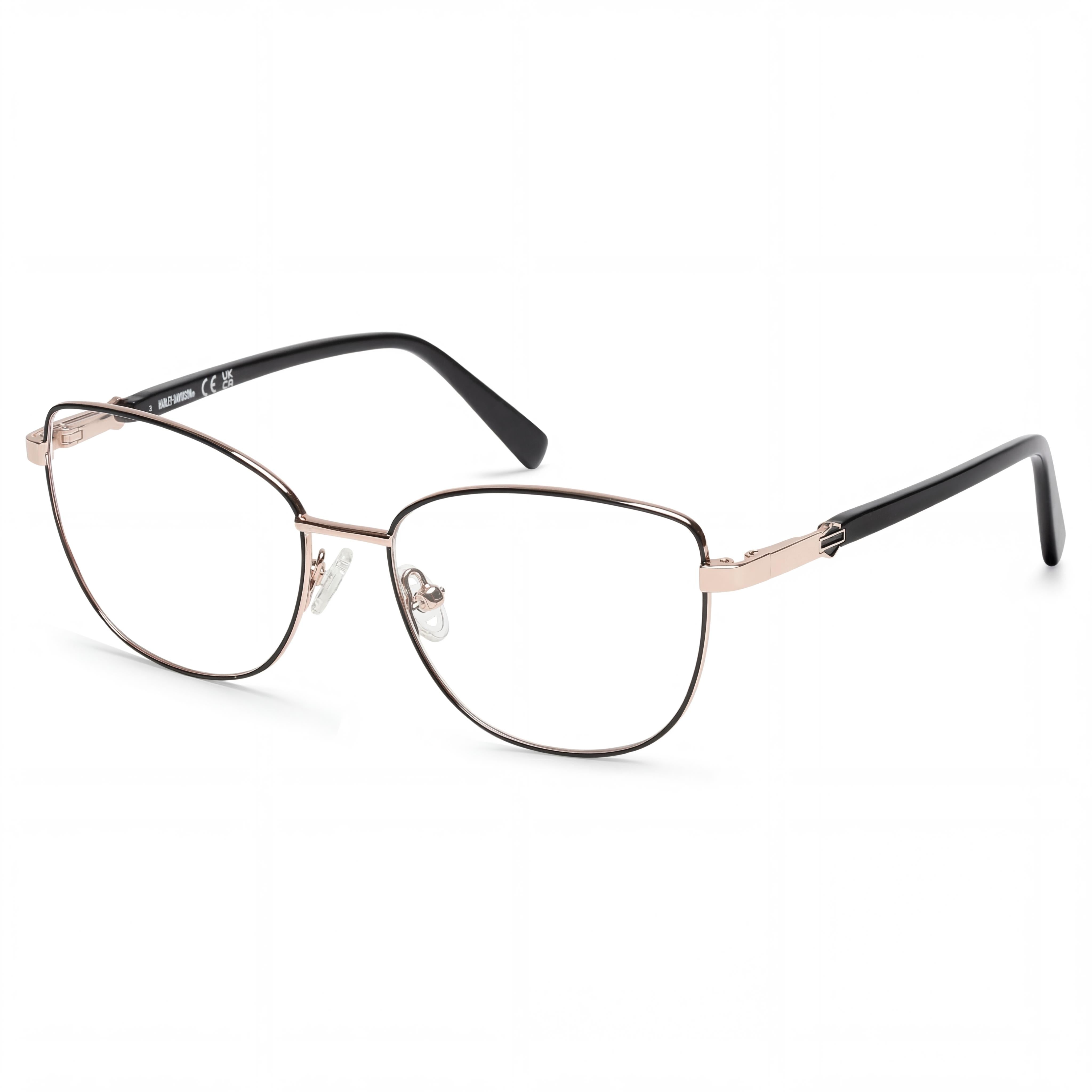 Harley-Davidson Hd0575 Unisexo Montura de metal negro brillante Gafas transparentes con lentes de 53mm, Photo 1
