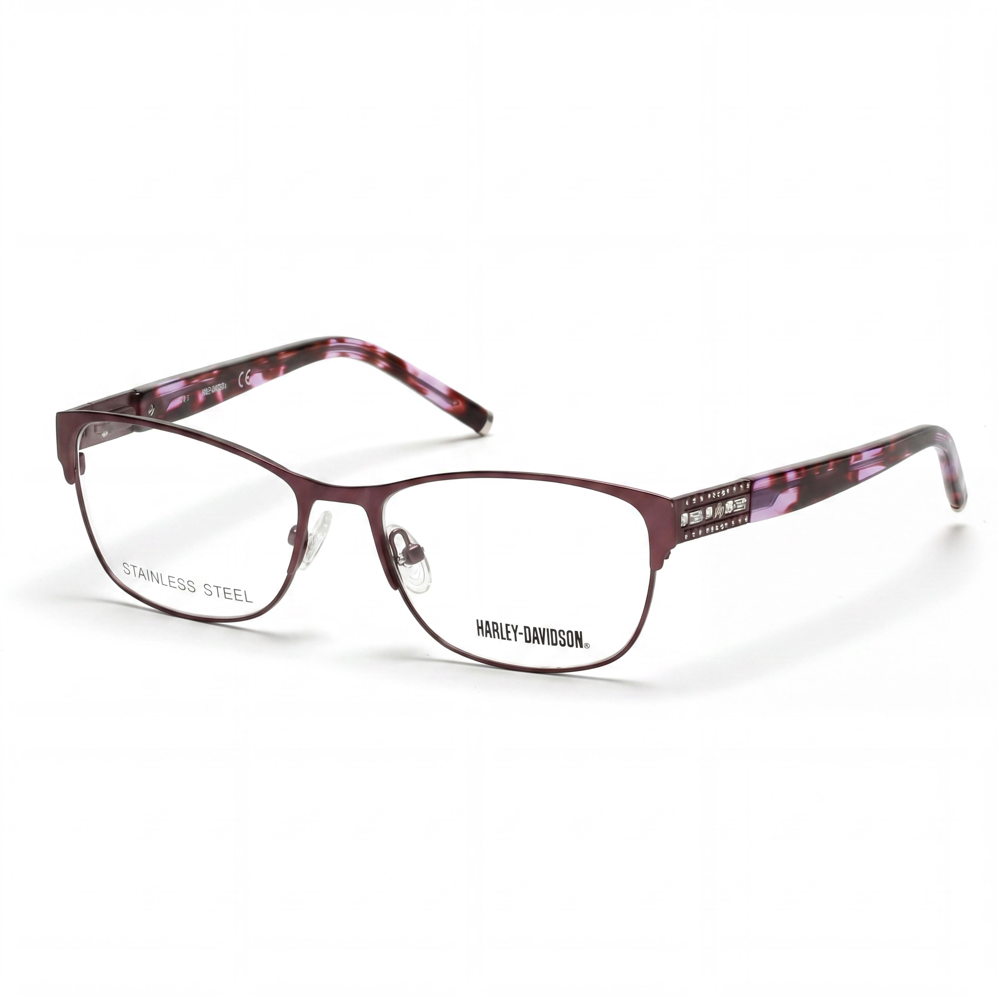 Gafas Harley-Davidson Hd0540 con montura metálica para mujer y lentes de policarbonato, color violeta mate habana 56 mm, Photo 1