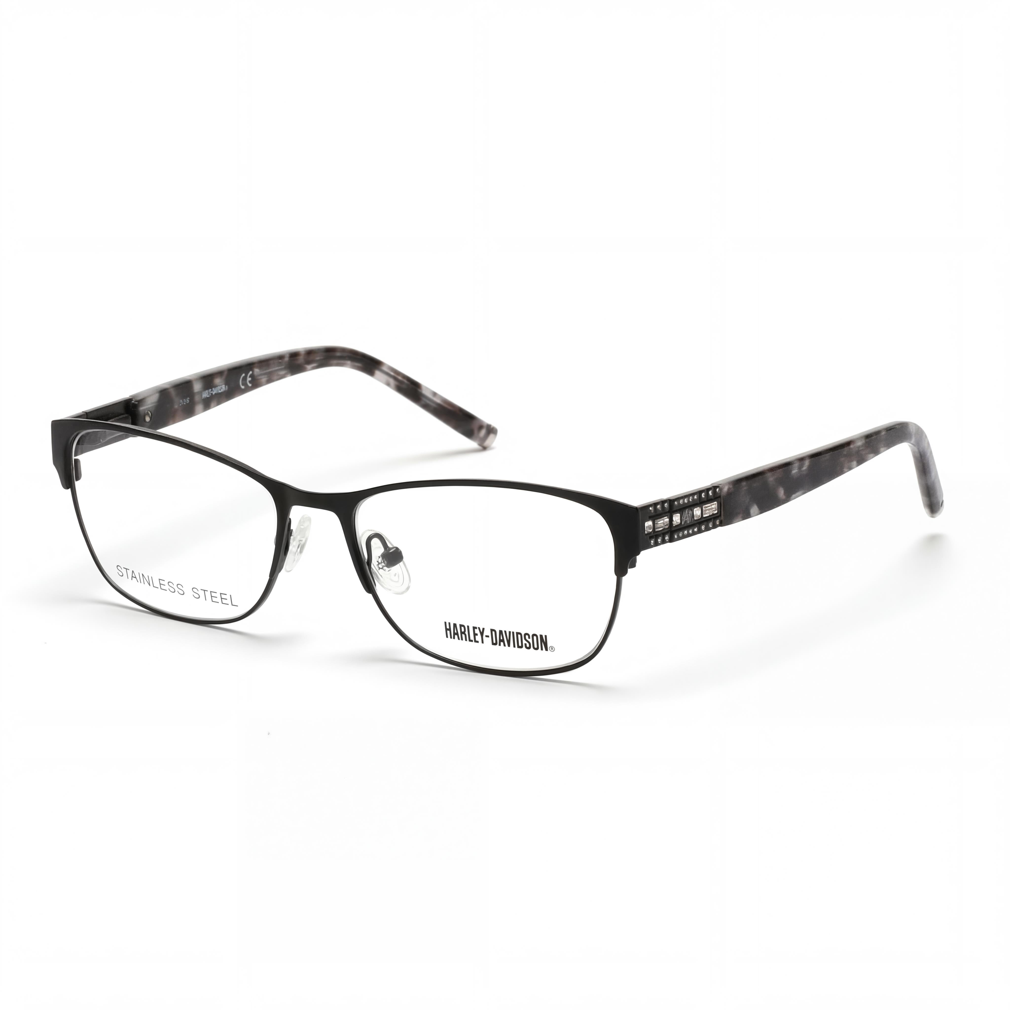 Gafas Harley-Davidson de Mujer Hd0540 de Acero Inoxidable Negro Mate, Montura Perla Habana Lente Negra 56mm, Photo 1
