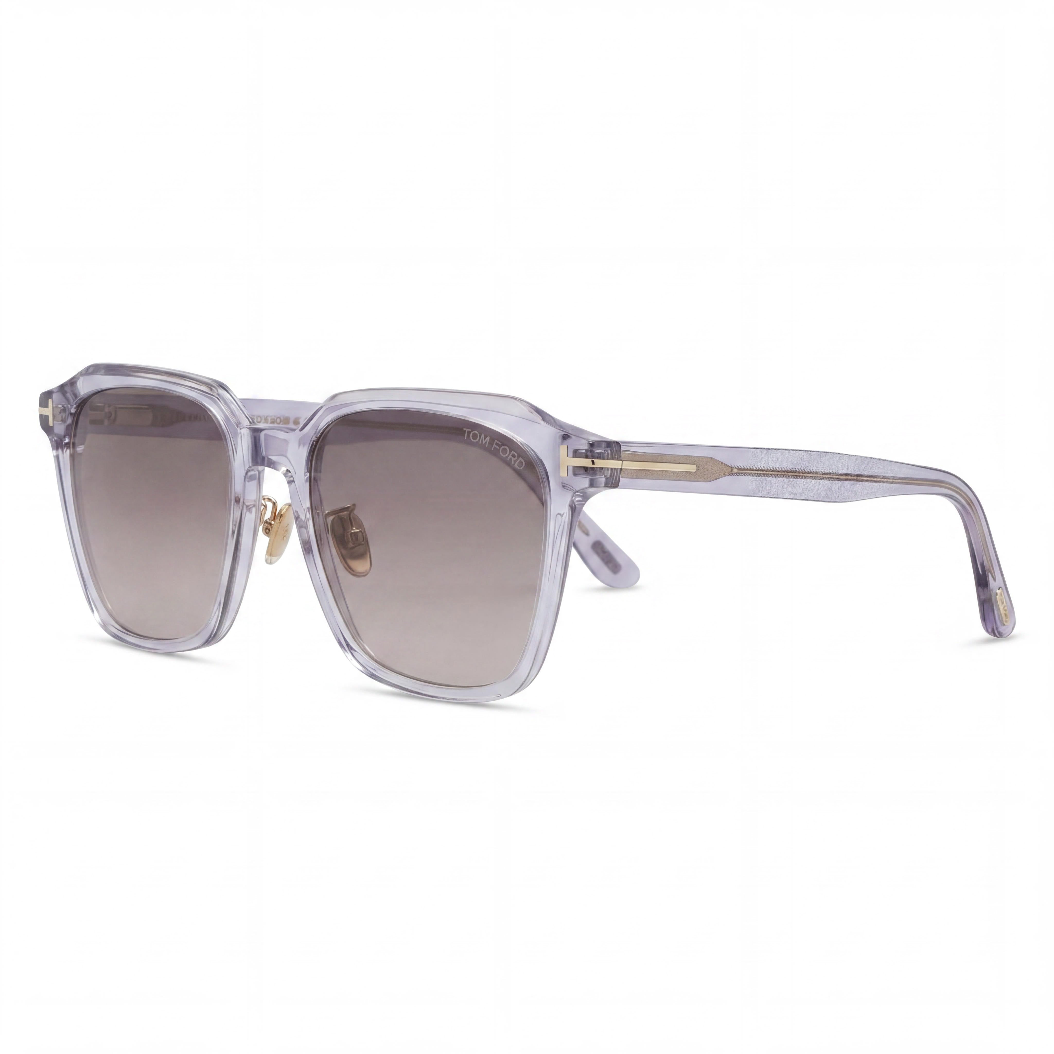 Gafas de sol unisex clásicas Tom Ford con montura de plástico transparente gris y lentes grises, 100% protección UV, 54mm, Photo 1