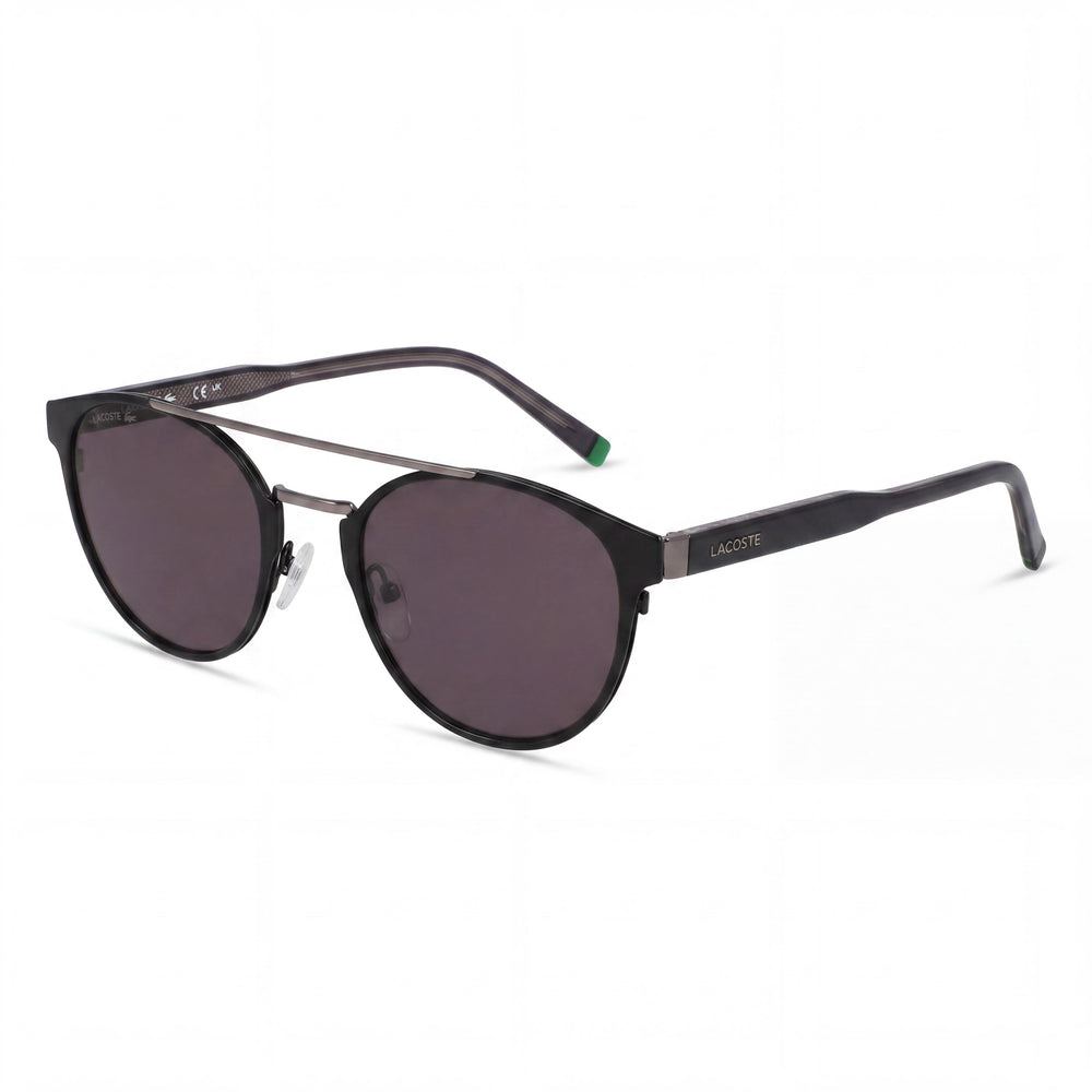 Lacoste Casual Unisex Sunglasses featuring Metal Frame, Matte Black Lenses, UV Protection, 53-22-145