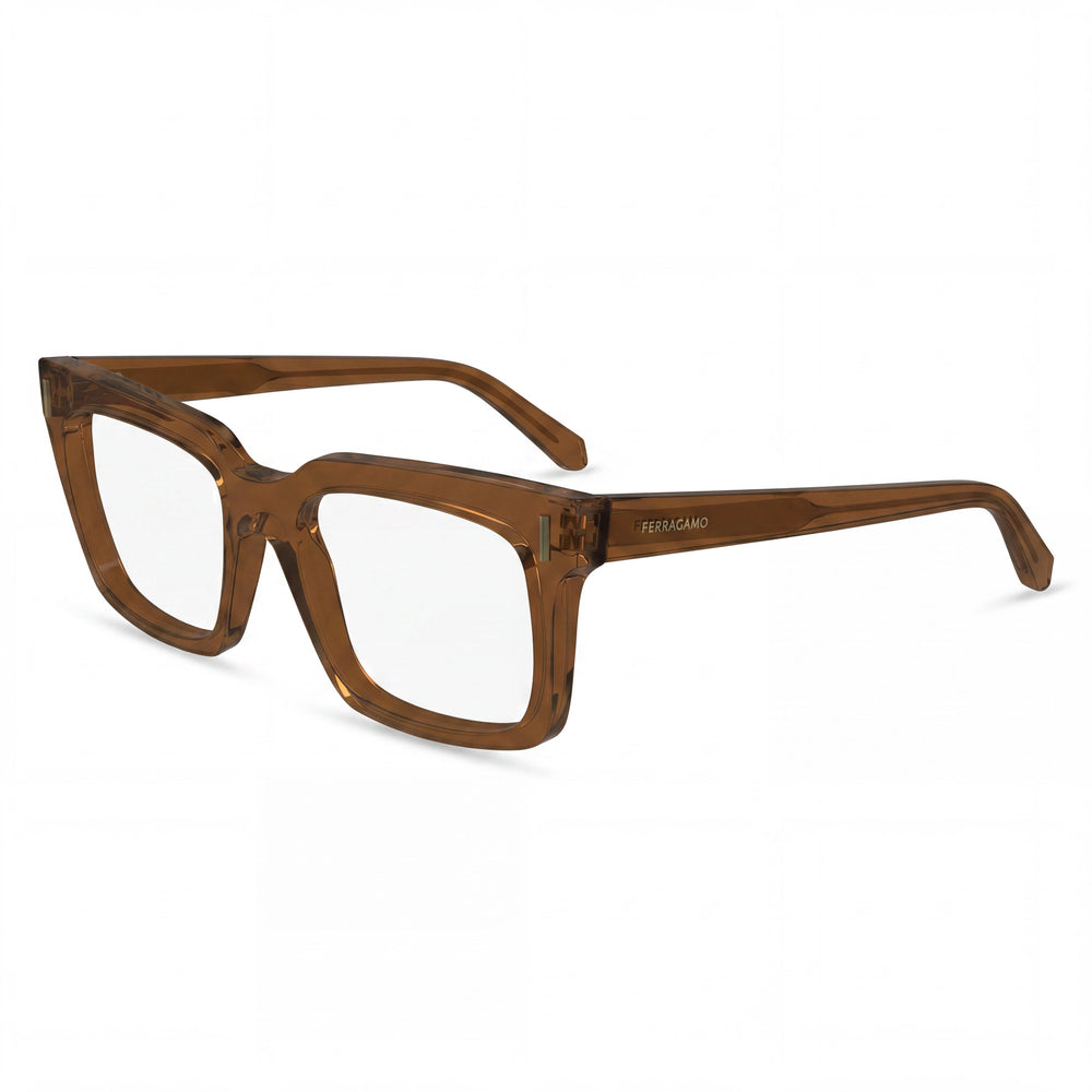 Gafas de acetato Salvatore Ferragamo Sf2993 para hombre, color marrón transparente, 53 mm