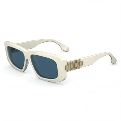 Victoria Beckham Vb669s Unisex White Plastic Modified Rectangular Non-Polarized 100% UV Protection Sunglasses 55mm