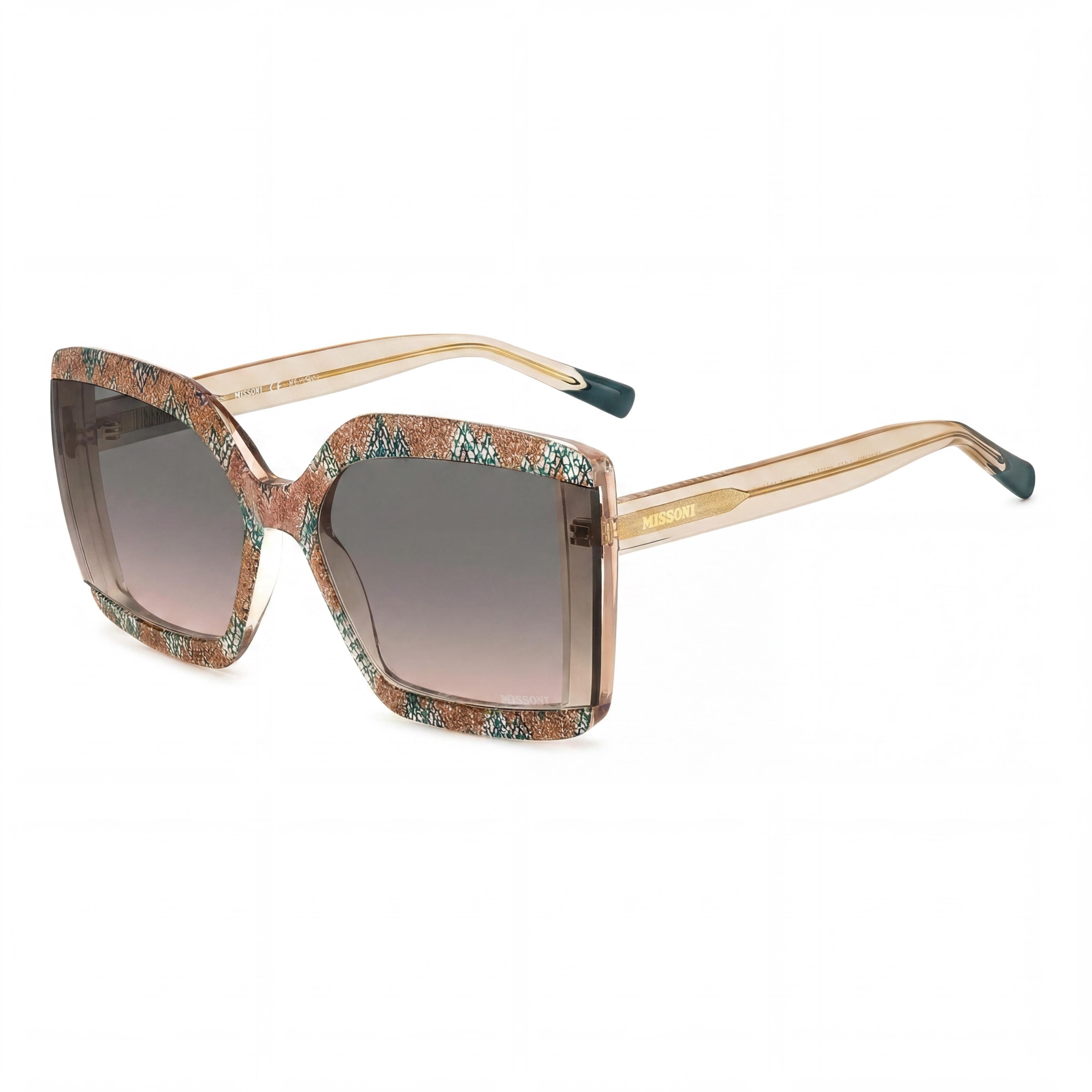 M Missoni Casual Women's Pattern Pink Green Acetate Frame Polycarbonate Lens Non-Polarized Sunglasses 62mm, Photo 1