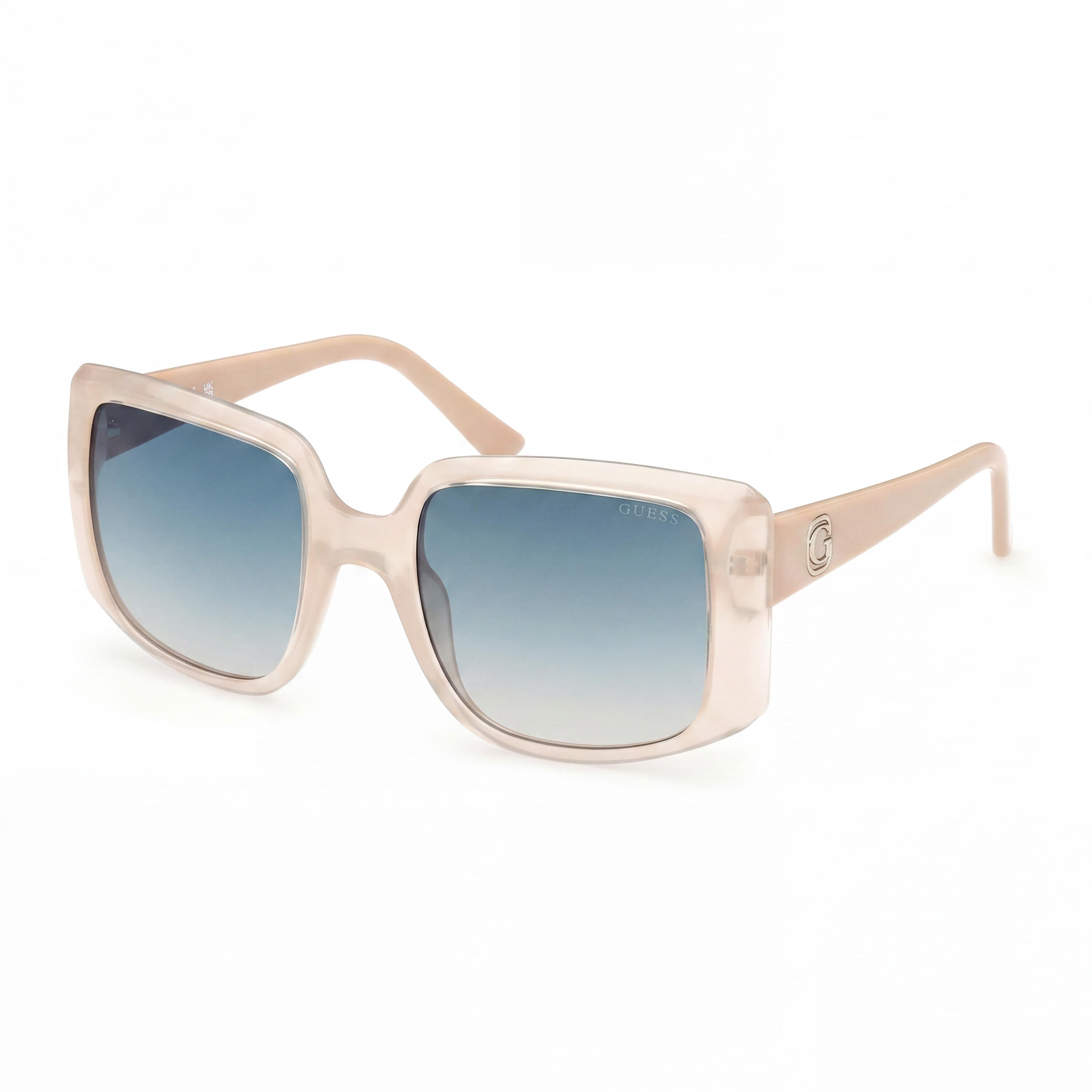 GUESS Women's Emery Oversize Square Sunglasses, Injected Ivory Frame, Gradient Green Lenses, UV Protection, 53mm, Photo 1