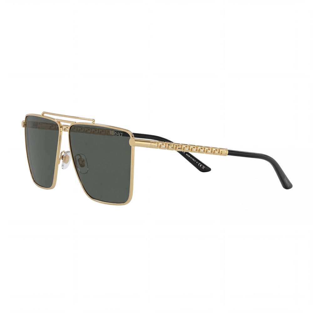 Gafas de sol unisex contemporáneas Versace de montura metálica multicolor con lentes gris oscuro de 64 mm