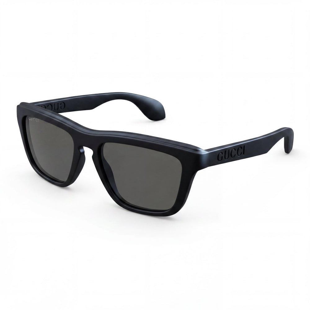 Gafas de sol casuales Gucci para hombre con montura de acetato negro y lentes de acetato gris, ancho de lente de 55 mm, puente de 18 mm, patilla de 145 mm