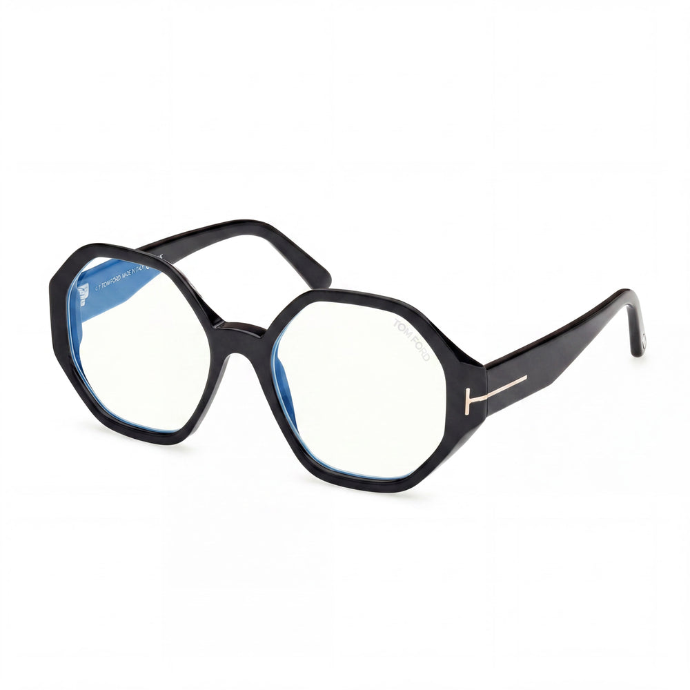 Tom Ford FT5967-B Gafas Unisex Negras con Lentes de Policarbonato, Ancho de Lente 53mm, Puente 18mm, Patilla 140mm