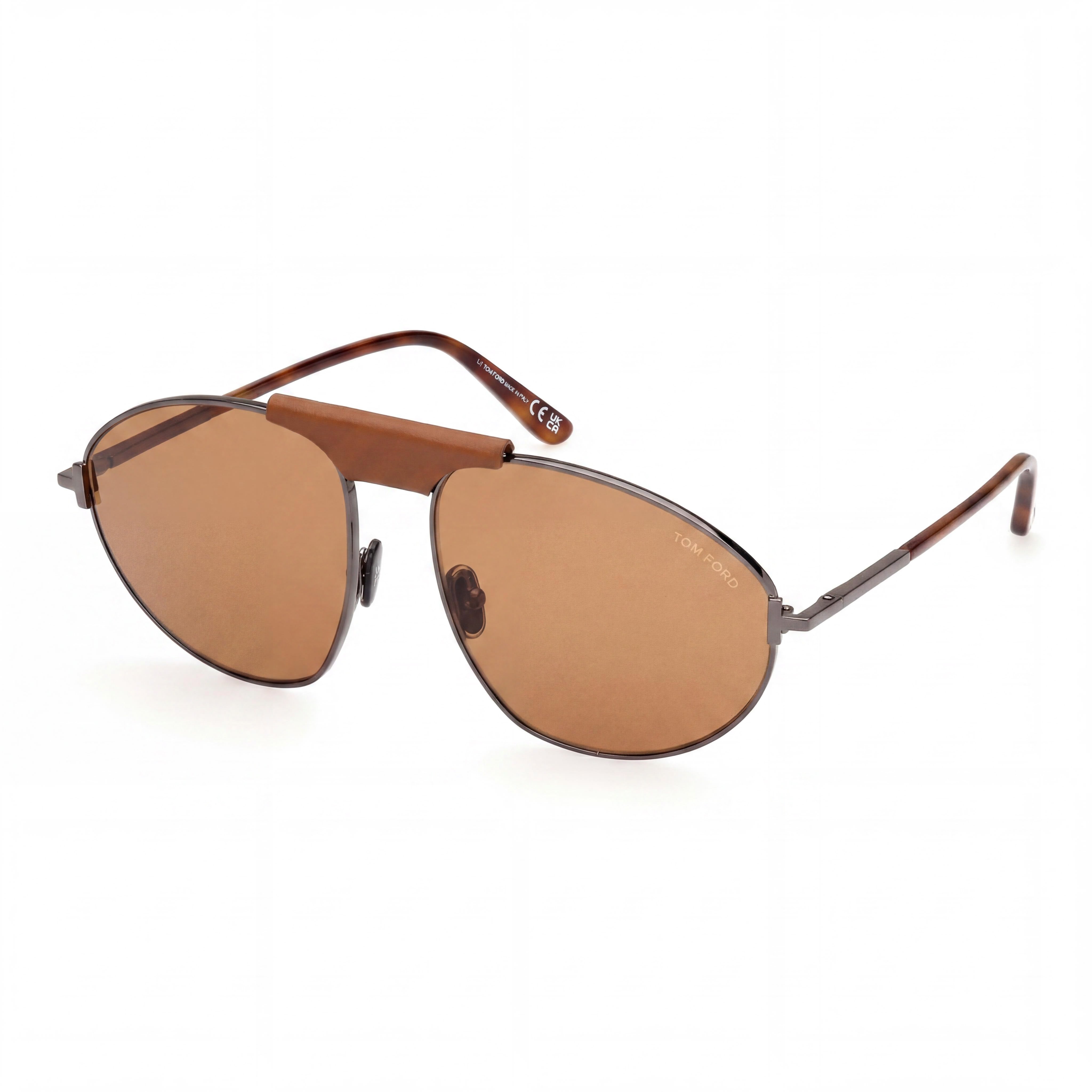 Tom Ford Ken Ft 1095 Men's Sunglasses with Brown Shiny Ruthenium Metal Frame and Brown Lenses 60mm, Photo 1