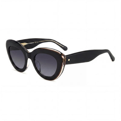 kate spade new york Women's Casual Black Pink Acetate Frame Non-Polarized Dark Grey Shaded 55mm Sunglasses