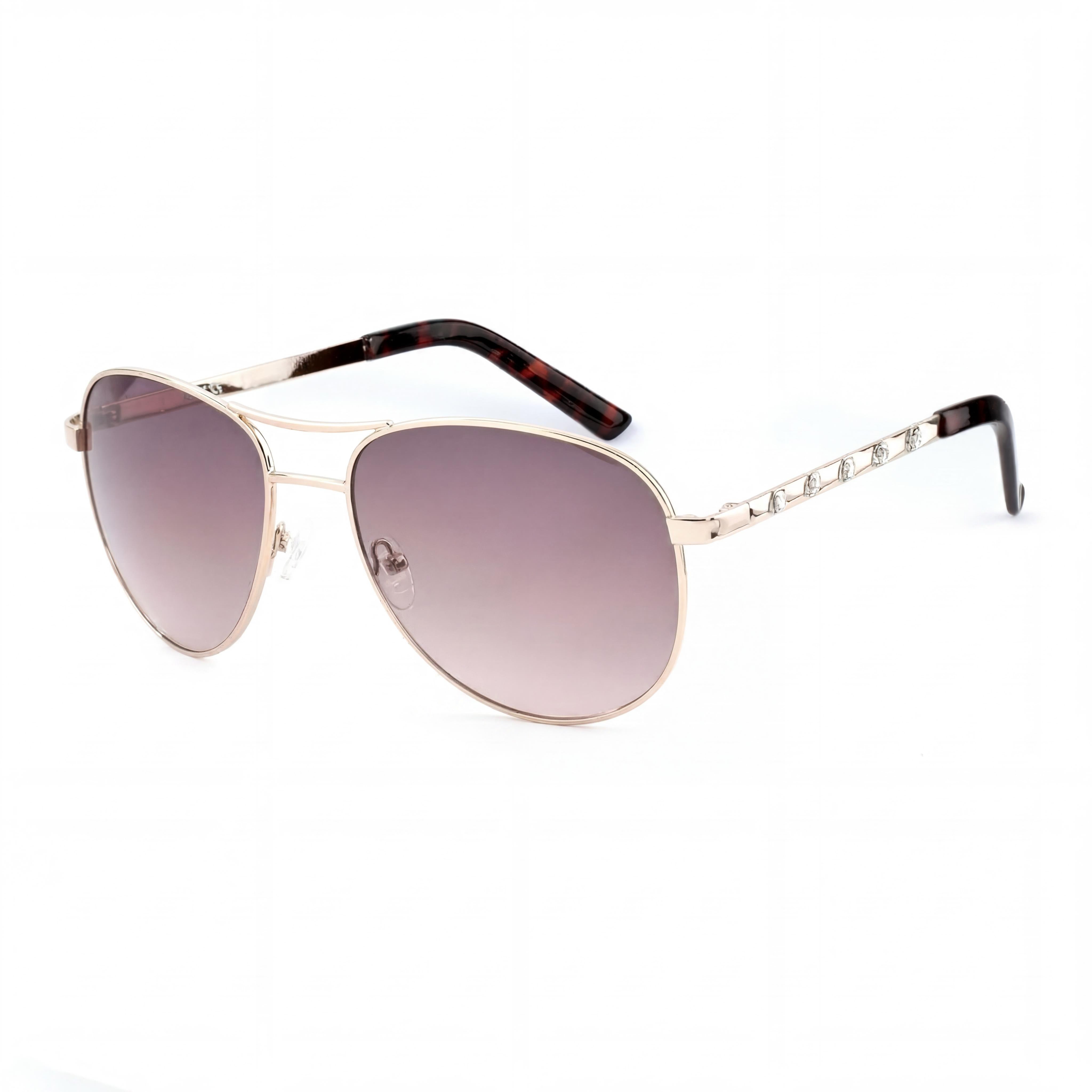 GUESS Women's Multicoloured Metal Frame Brown Lens Non-Polarized 100% UV Protection Sunglasses 61mm, Photo 1