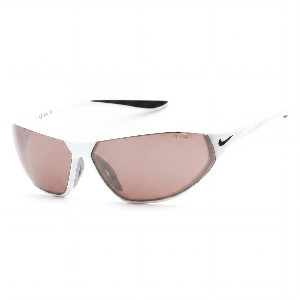 Gafas de sol Nike Shield para hombre, montura de plástico blanca de 65 mm, lentes Road Tint, 100 % protección UV