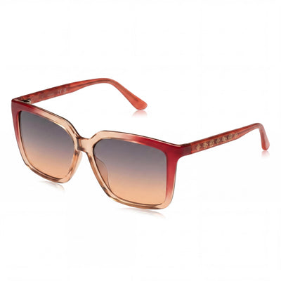 GUESS Classic Women's Square Sunglasses with Rose Injected Frame Material and Grey Lenses, Lens Width 55mm