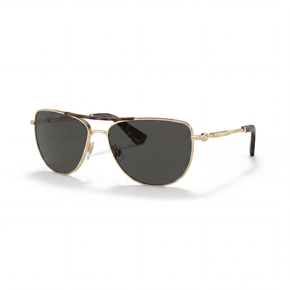 BURBERRY Sporty and cool Unisex Metal Light Gold Dark Grey Sunglasses with Polycarbonate Dark Grey Lenses 10-9-99
