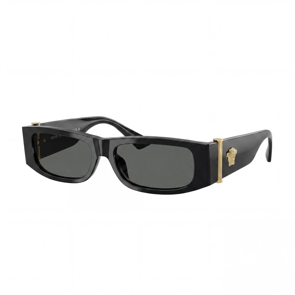 Versace Ve 4476 U Unisex Sunglasses with Black Dark Grey Acetate Frame and Dark Grey Lenses 55mm