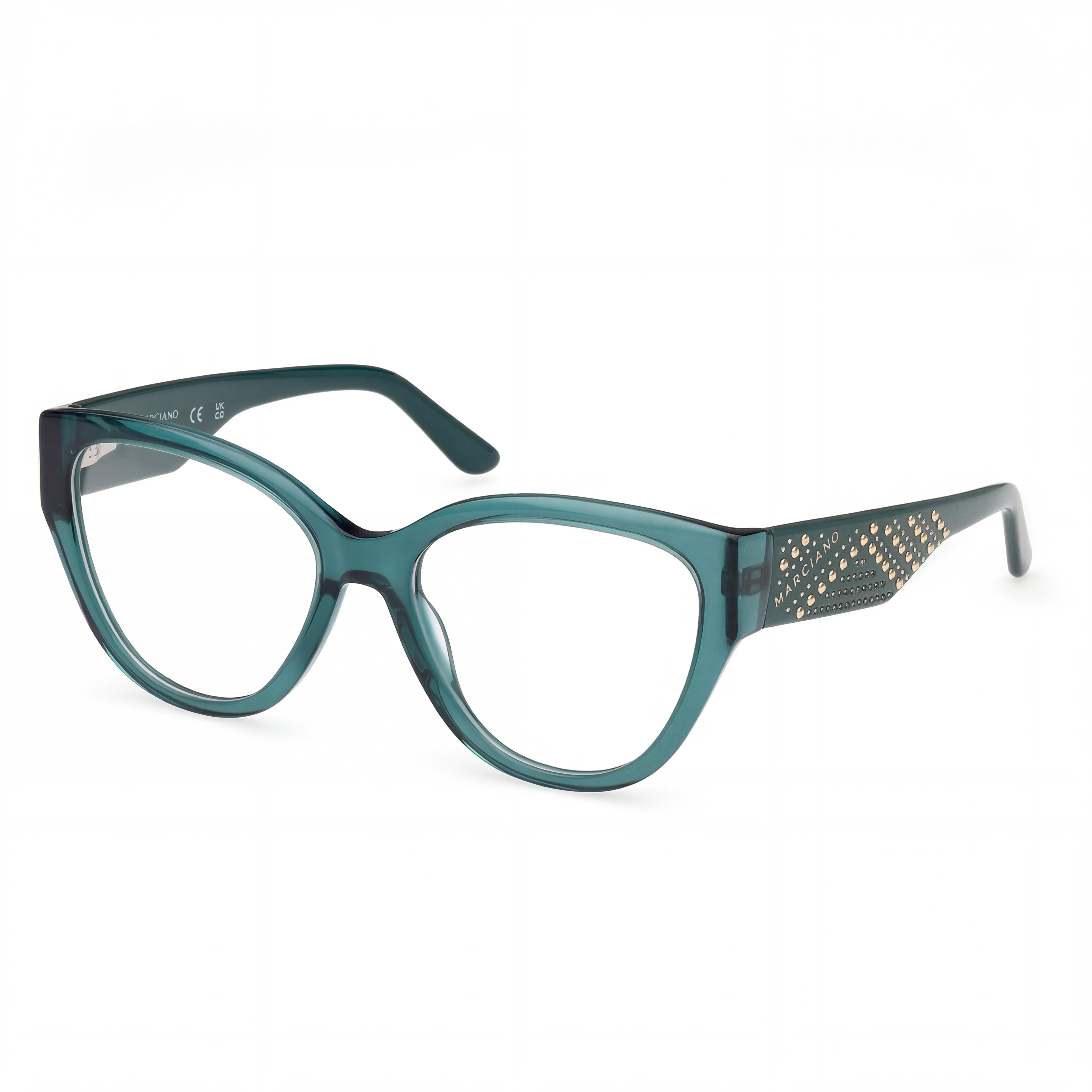 Gafas de plástico verde oscuro GUESS by Marciano Gm50018 para mujer, ancho de lente 54 mm, puente 17 mm, patilla 140 mm, Photo 1