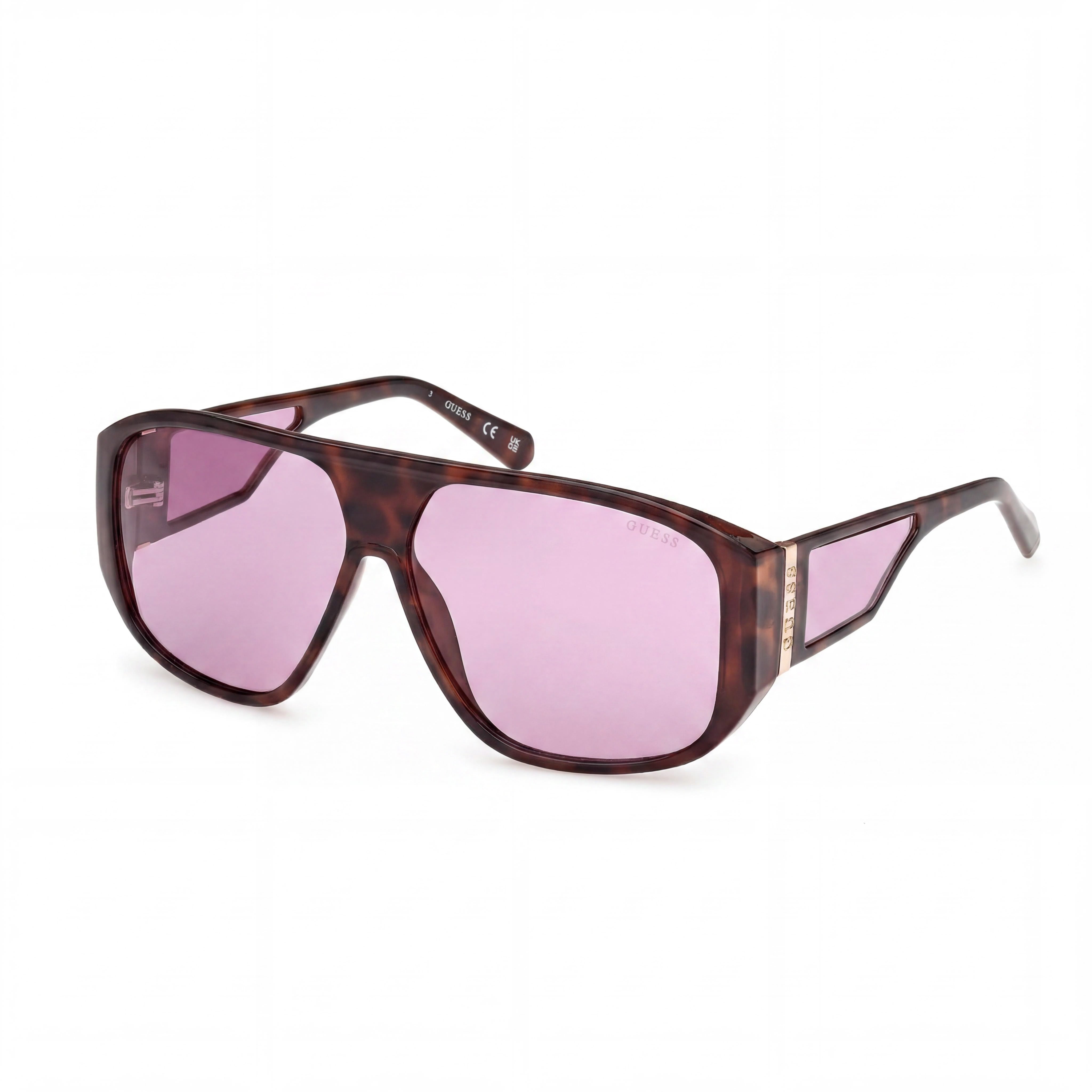 Gafas de sol unisex GUESS Moderne, montura de plástico habana oscuro, lentes violeta no polarizadas, UV 400, 61-11-140, Photo 1