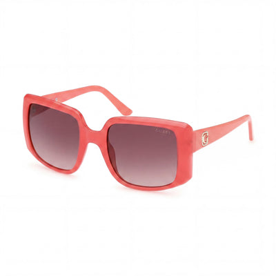 Gafas de sol GUESS modernas para hombre, montura de plástico monocolor rosa con lentes marrones degradadas con protección UV de 53mm