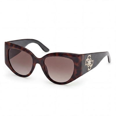 GUESS Casual Women's Dark Havana Plastic Frame Gradient Brown Lens Sunglasses with UV 400 Protection 54mm