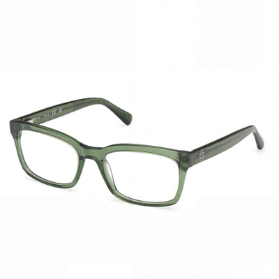 Gafas GUESS Gu50252 para hombre con montura de plástico y lentes de policarbonato no polarizadas en verde oscuro brillante de 55 mm