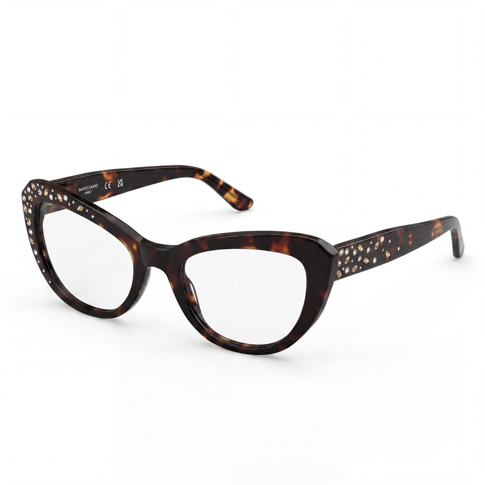 GUESS by Marciano Gm50016 Gafas para mujer con montura de plástico habana oscuro y lentes de policarbonato 53/20/140