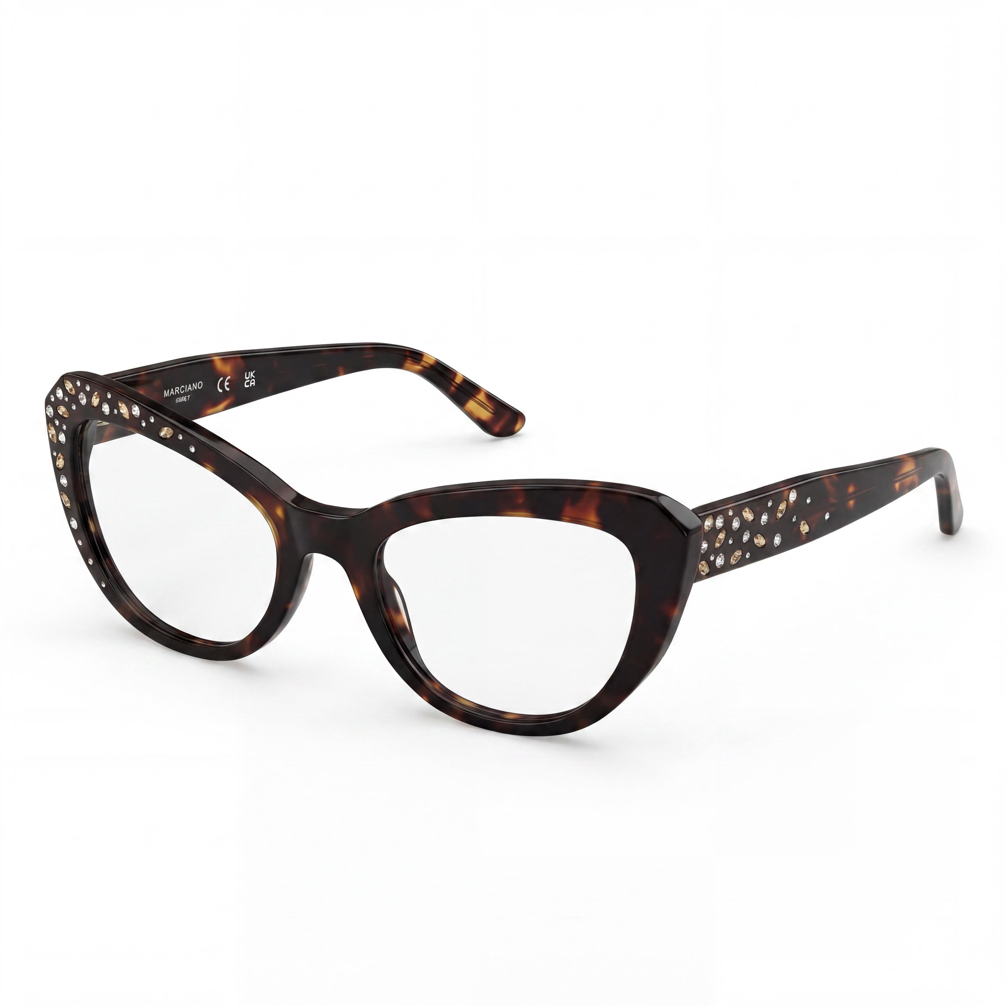 GUESS by Marciano Gm50016 Women's Plastic Dark Havana Frame Eyeglasses with Polycarbonate Lenses 53/20/140, Photo 1