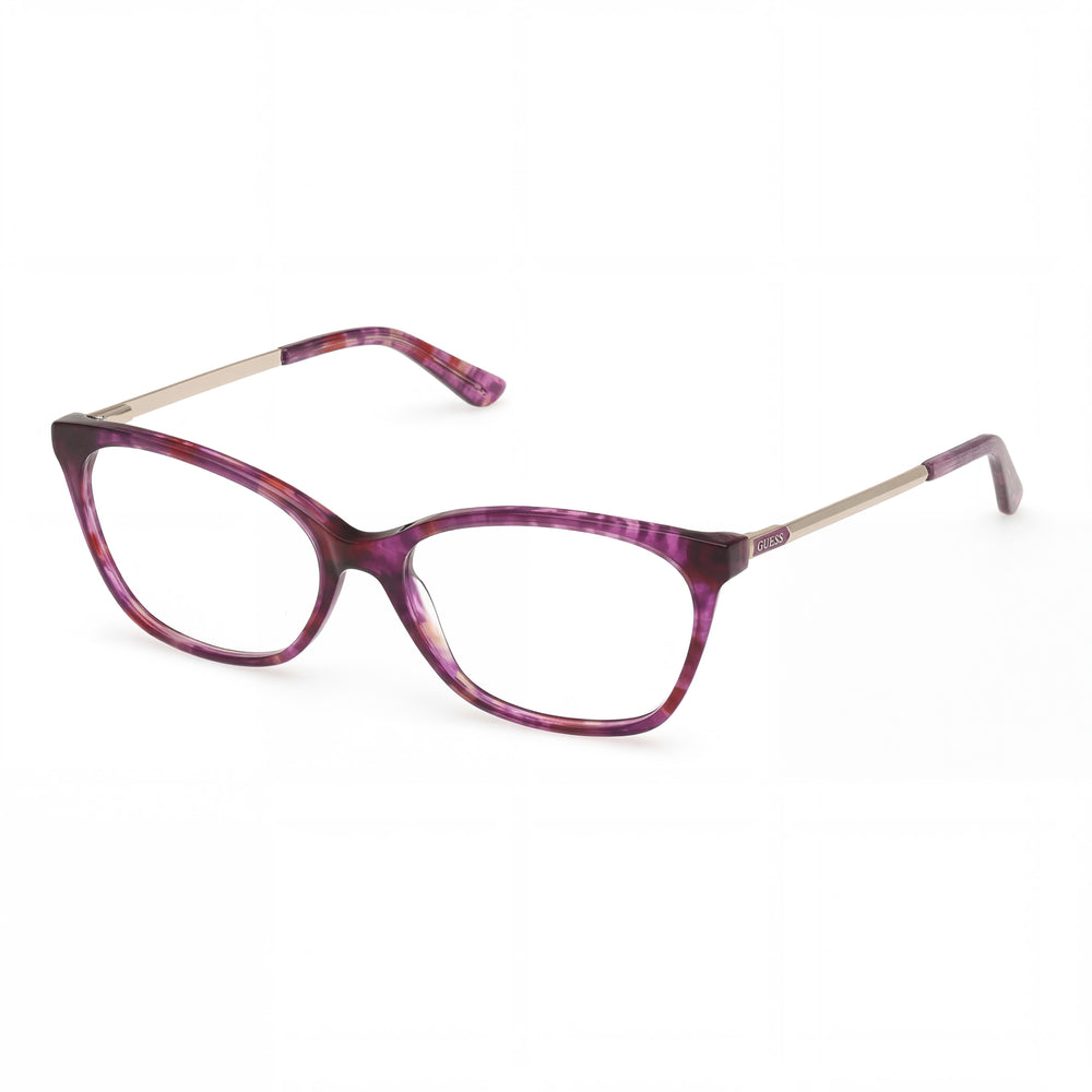 Gafas de moda GUESS para mujer con montura de plástico violeta Habana y lentes de policarbonato, lentes de 53 mm, puente de 16 mm, patillas de 140 mm