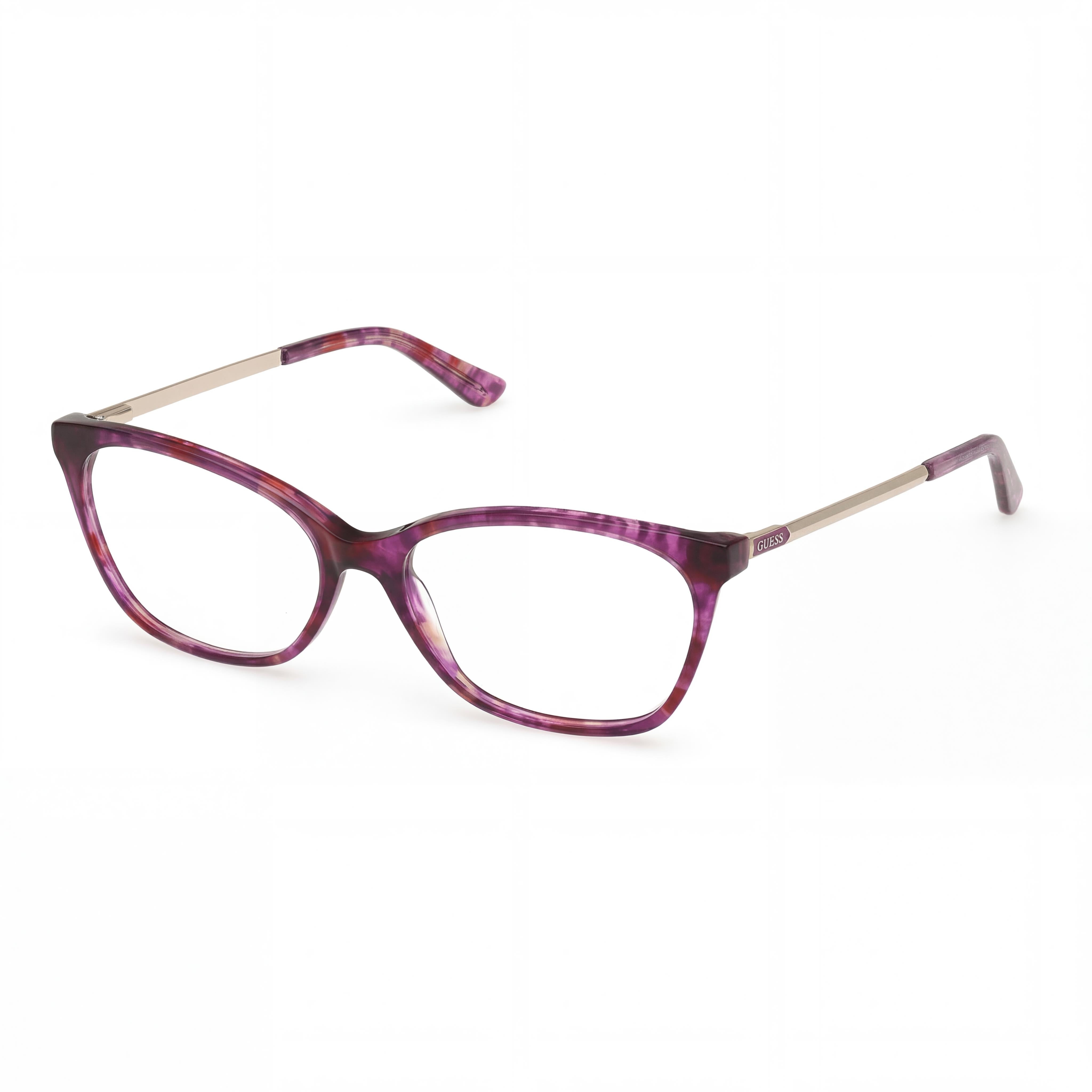 GUESS Trendy Women's Violet Havana Plastic Frame Eyeglasses with Polycarbonate Lenses, 53mm Lens, 16mm Bridge, 140mm Temple, Photo 1